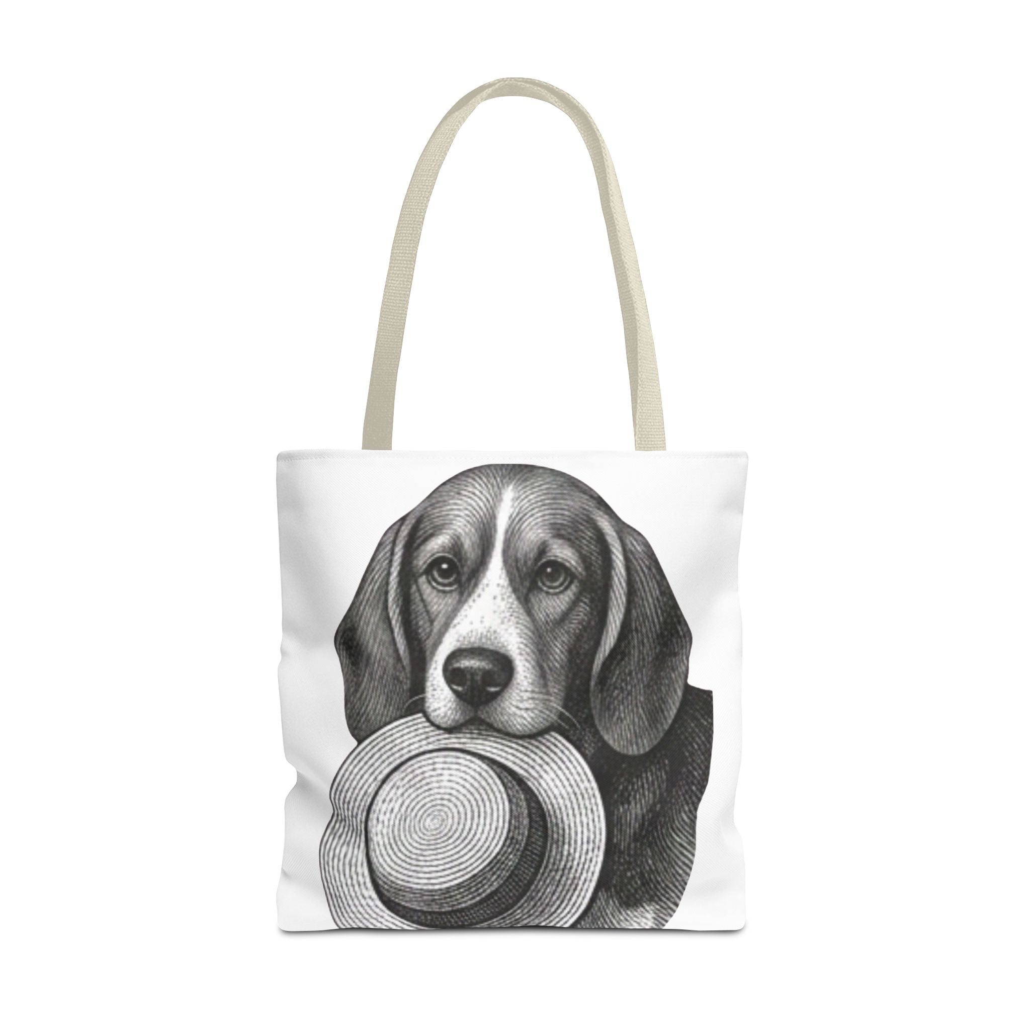 Beagle with Hat Tote Bag — Vintage Dog Illustration Canvas Tote