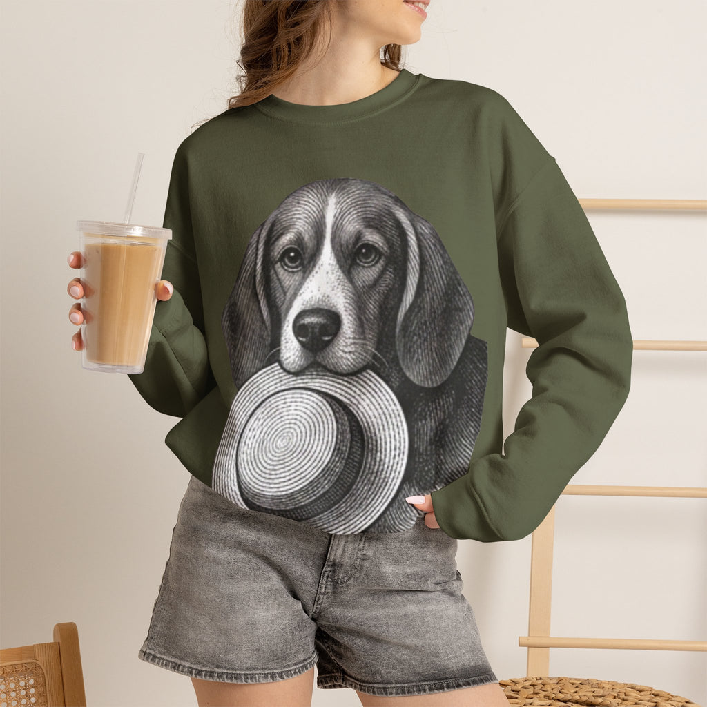 Beagle Holding Hat Crewneck Sweatshirt