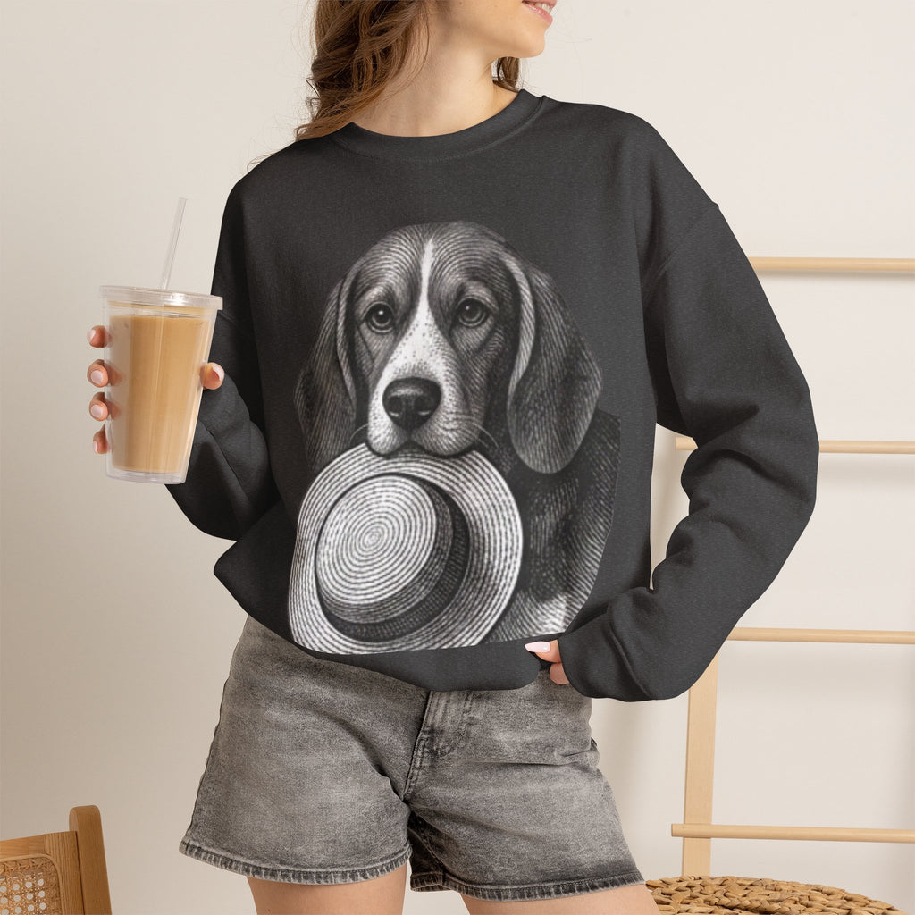 Beagle Holding Hat Crewneck Sweatshirt