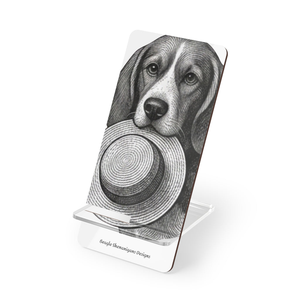 Dog With Hat Smartphone Stand – Portable Mobile Display Stand for Phones, Cute Beagle Illustration
