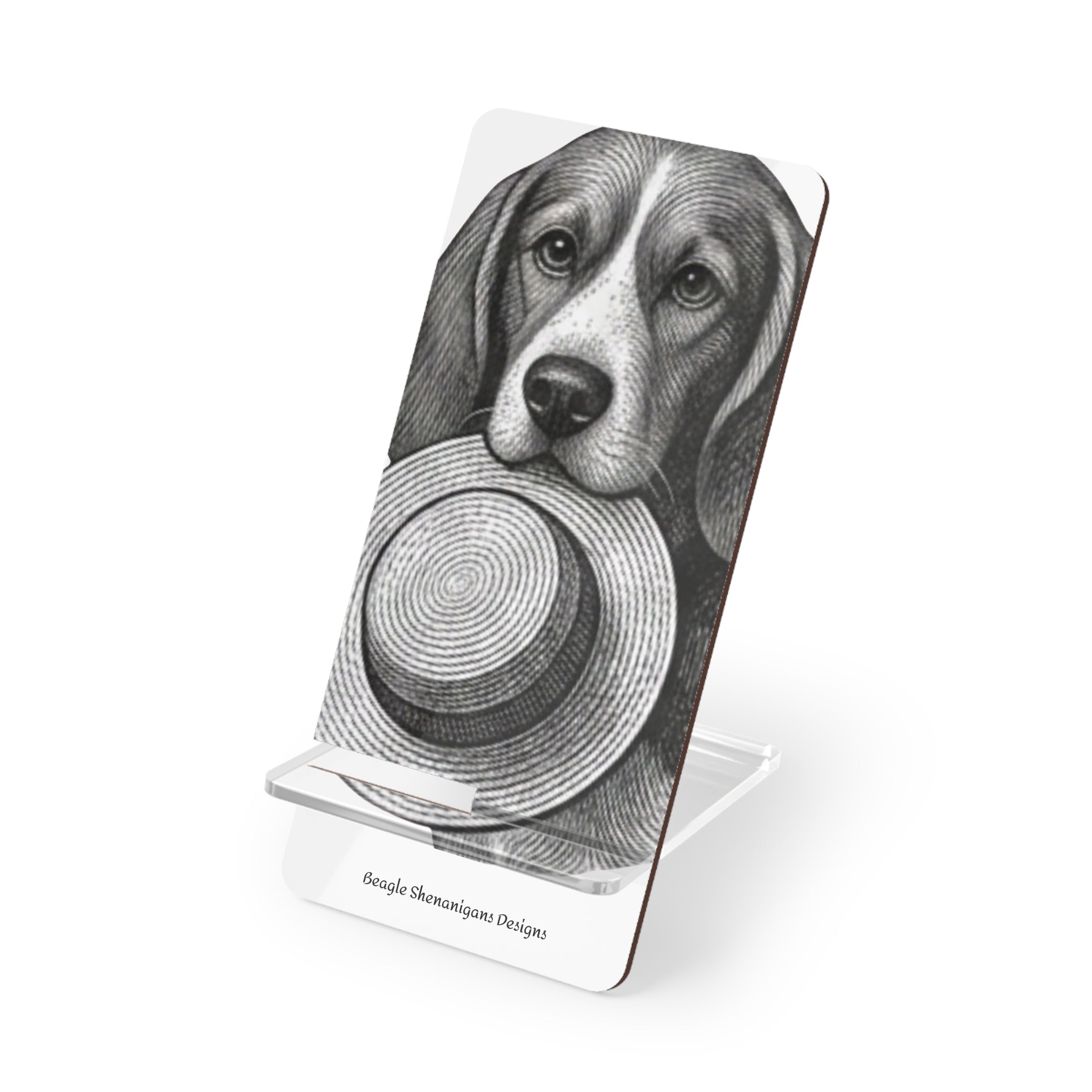 Dog With Hat Smartphone Stand – Portable Mobile Display Stand for Phones, Cute Beagle Illustration