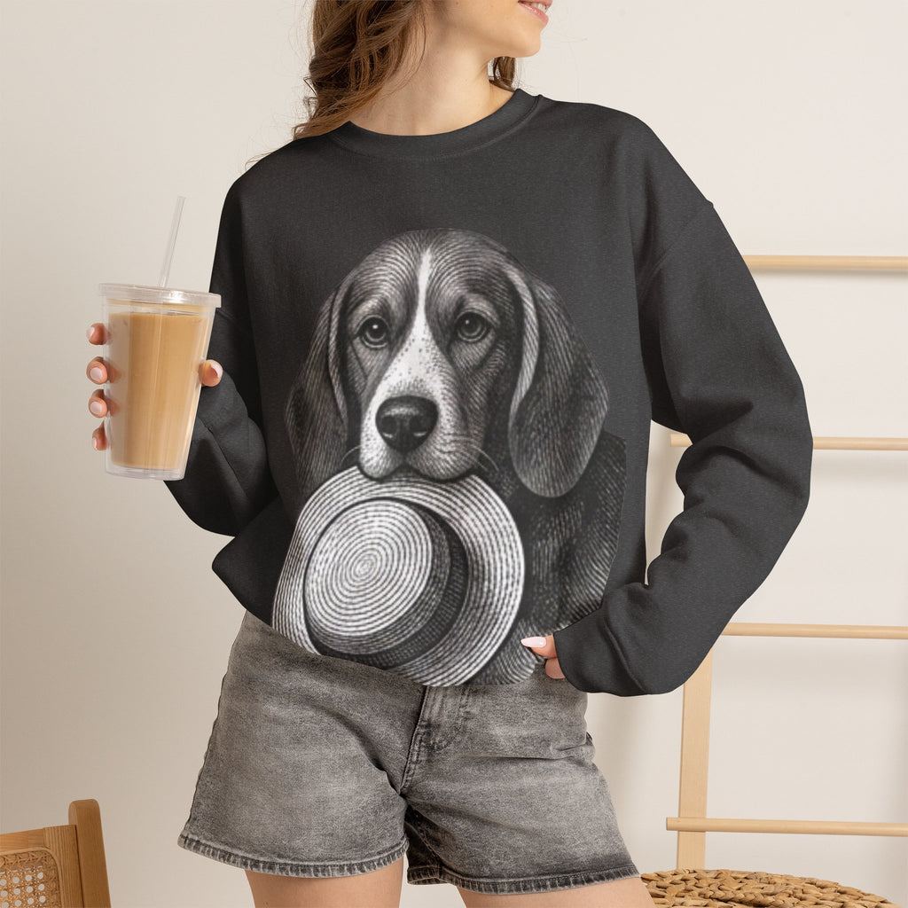 Beagle Holding Hat Crewneck Sweatshirt