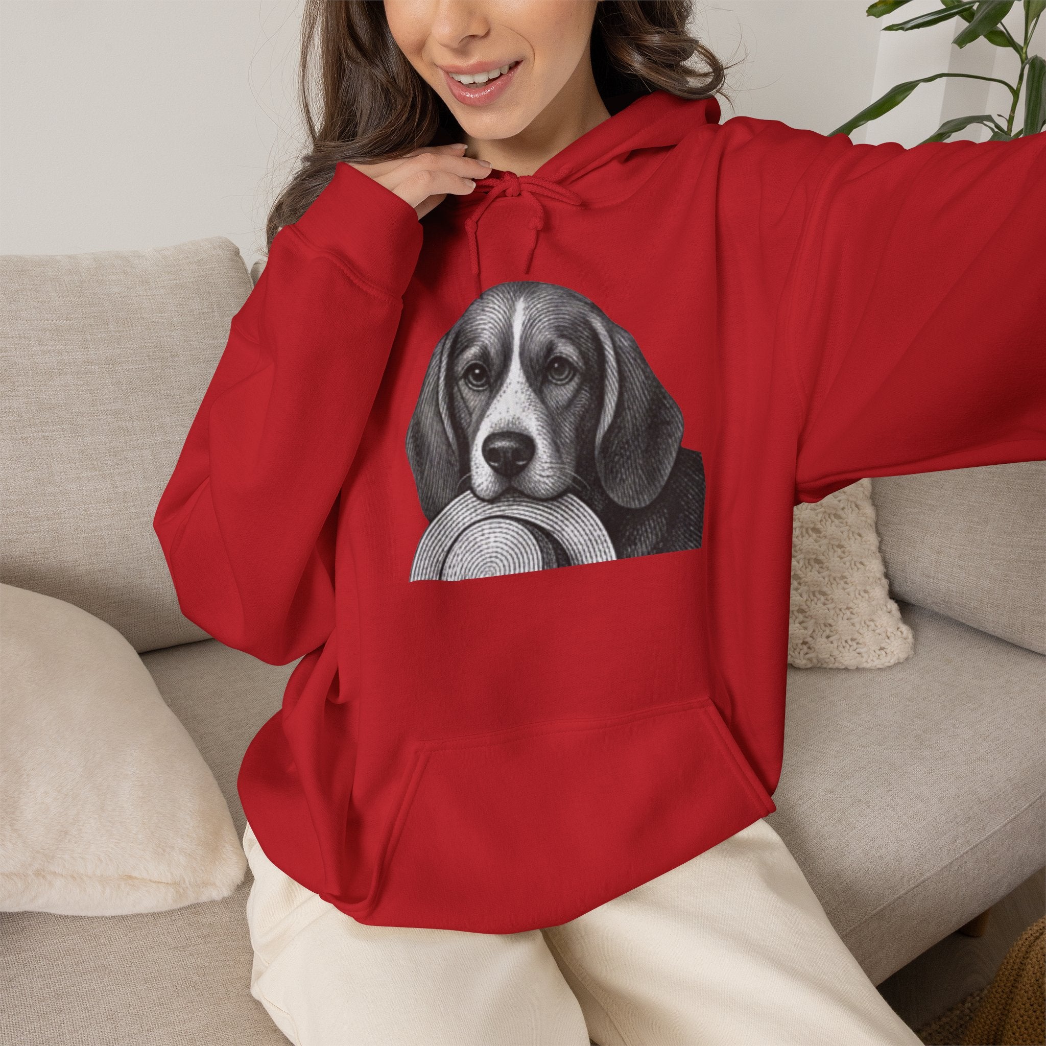 Beagle With Hat Hoodie — Cute Vintage Dog Portrait Pullover