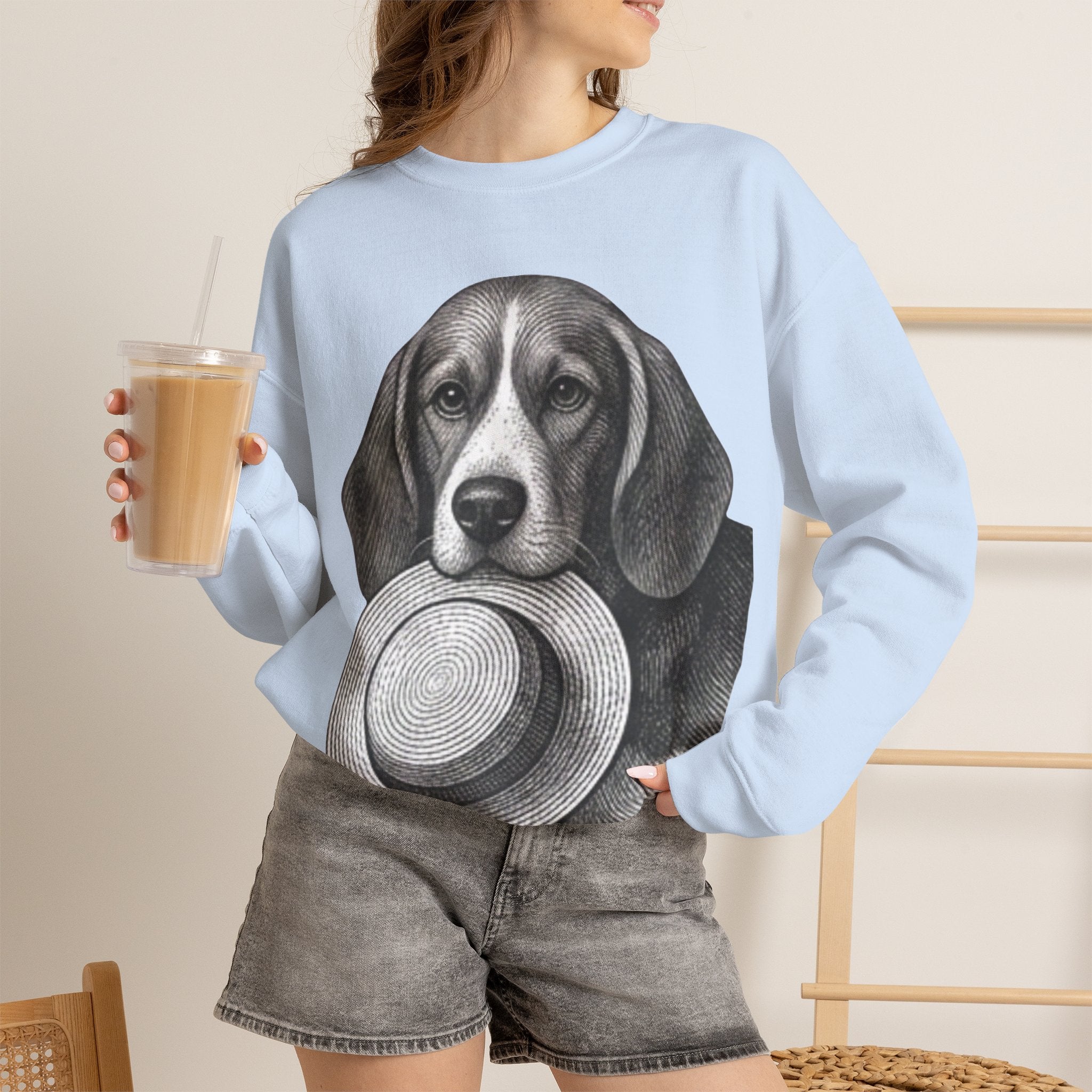 Beagle Holding Hat Crewneck Sweatshirt