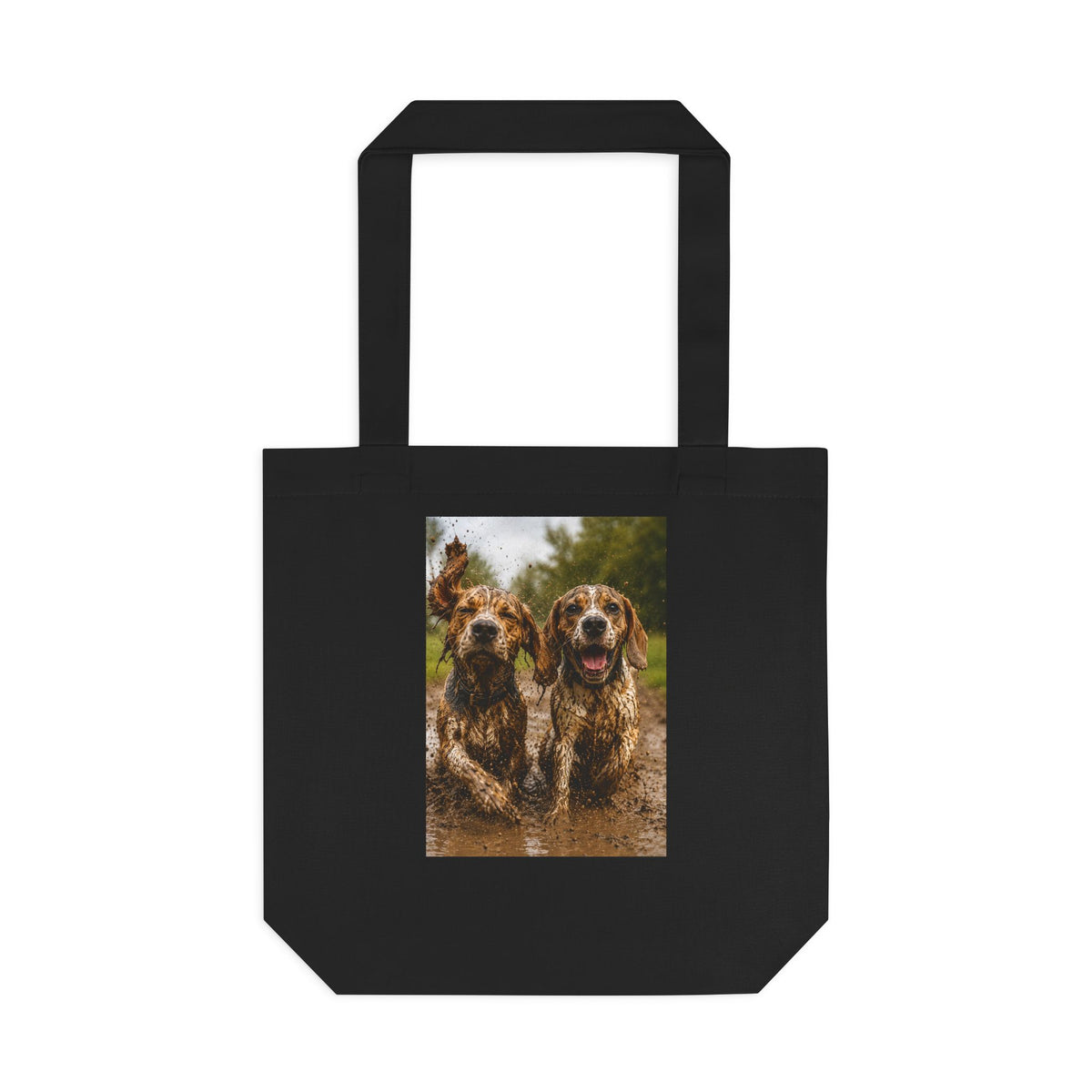 Beagle  Lovers Tote Bag — Happy Muddy Dogs Photo Cotton Tote