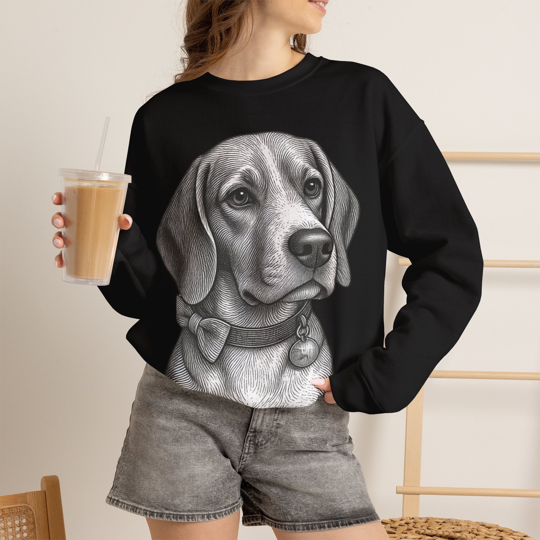 Beagle Portrait Crewneck Sweatshirt — Barry the Distinguished Bowtie Beagle