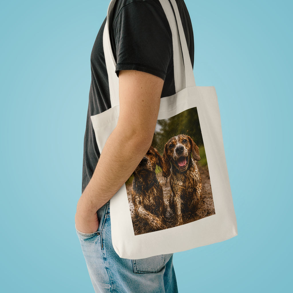 Canvas Tote Bag — Happy Muddy Dogs Print | Cute Pet Gift, Grocery & Beach Tote