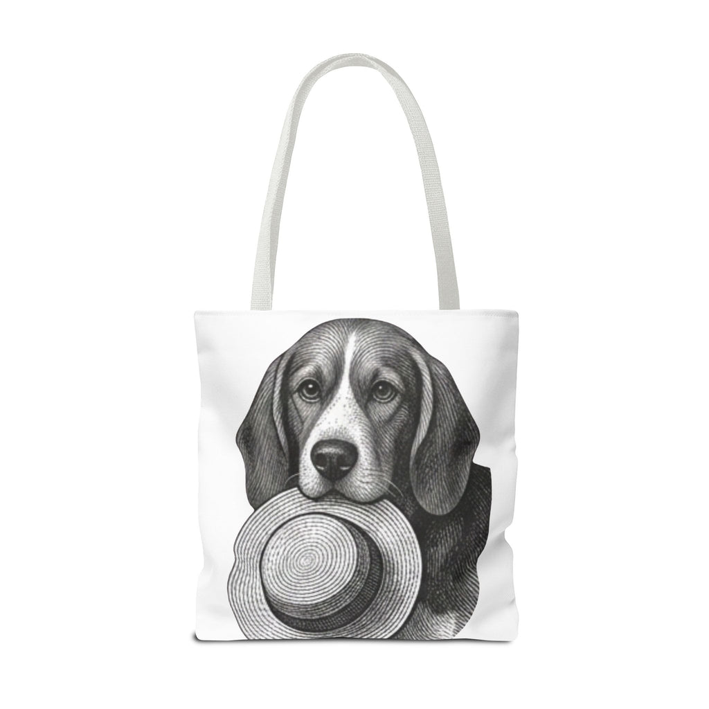 Beagle with Hat Tote Bag — Vintage Dog Illustration Canvas Tote