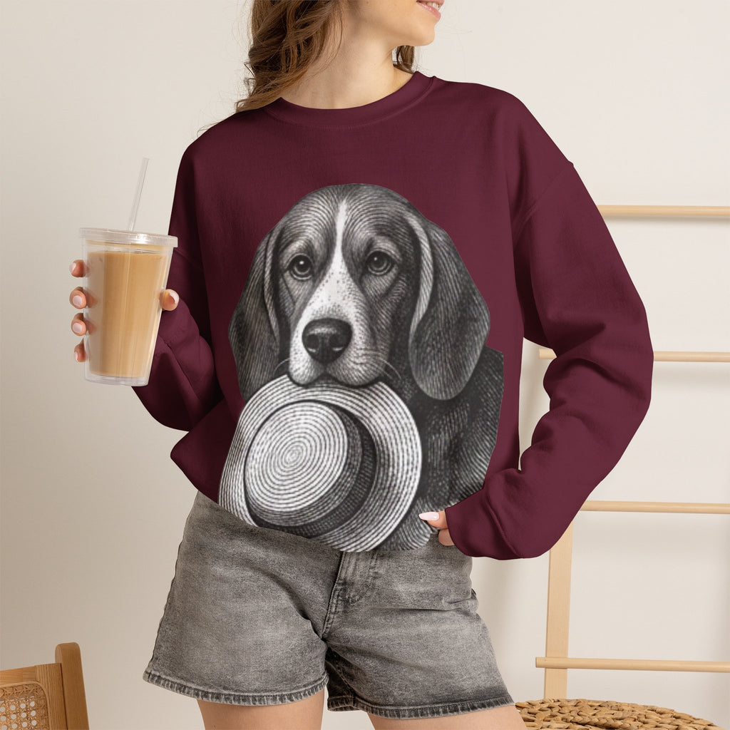 Beagle Holding Hat Crewneck Sweatshirt