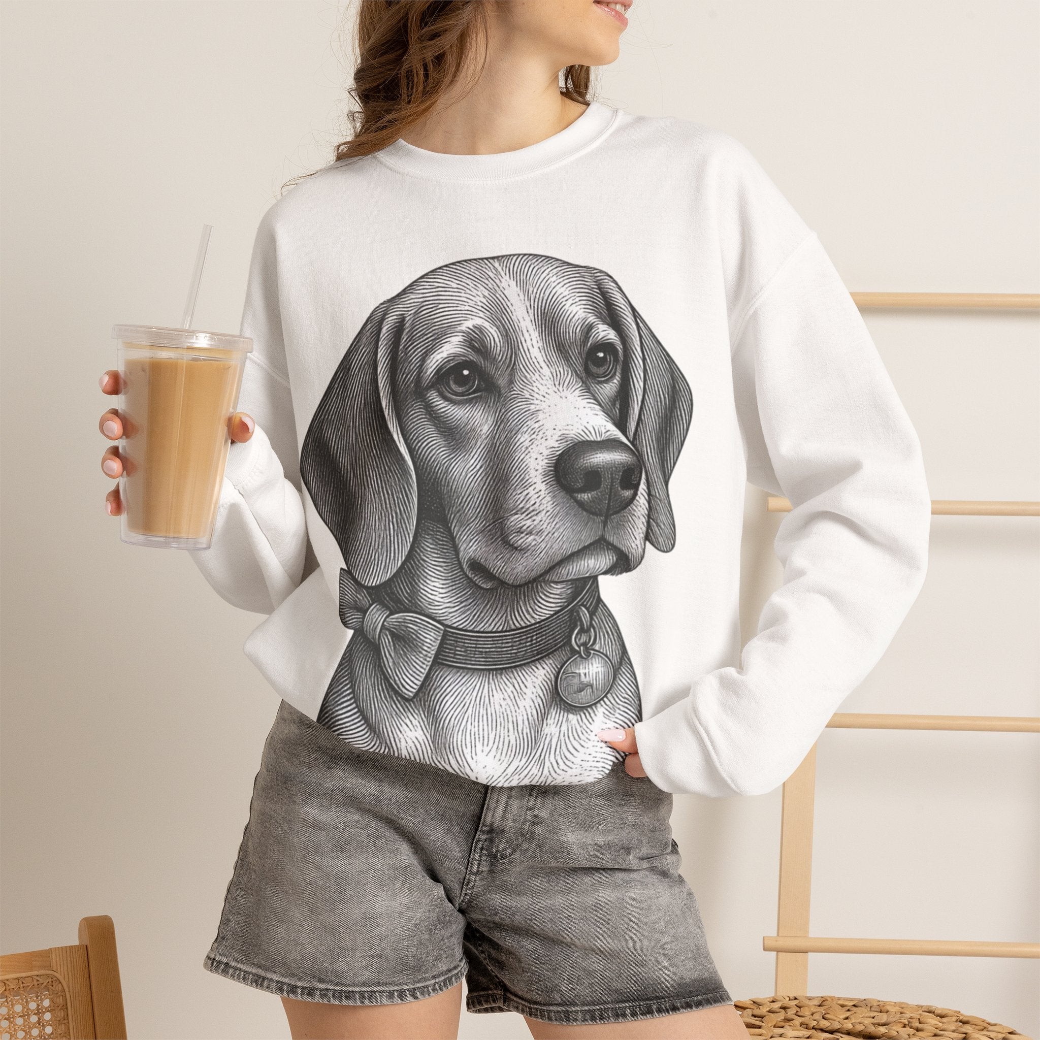 Beagle Portrait Crewneck Sweatshirt — Barry the Distinguished Bowtie Beagle
