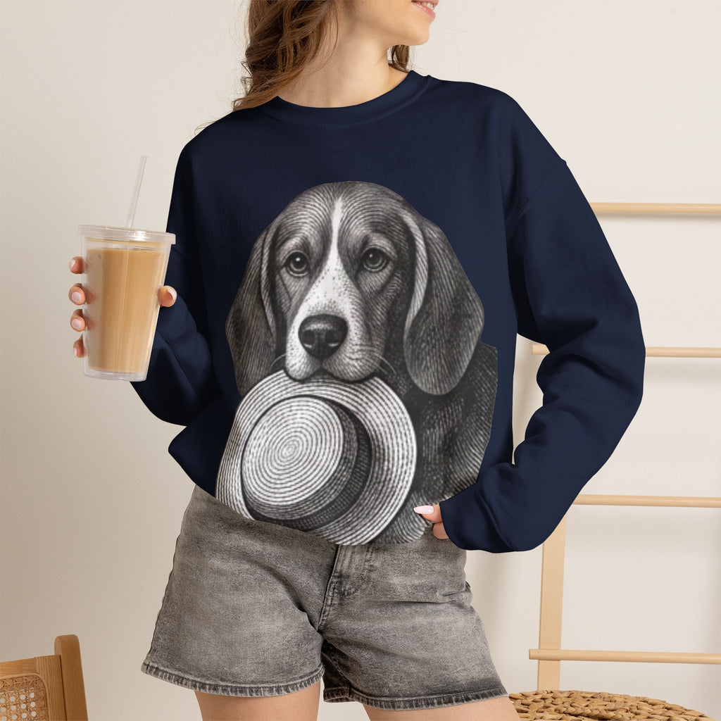 Beagle Holding Hat Crewneck Sweatshirt