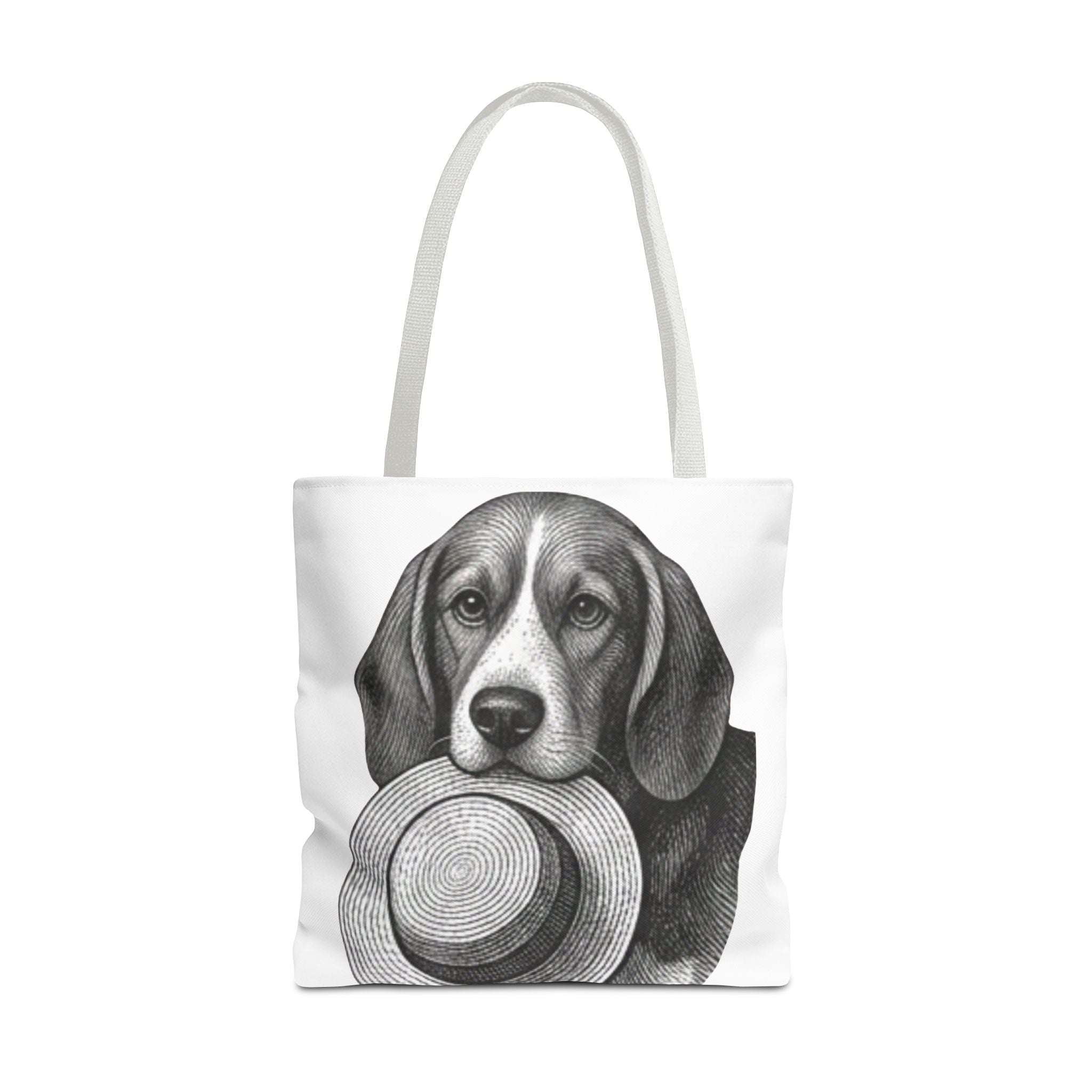 Beagle with Hat Tote Bag — Vintage Dog Illustration Canvas Tote
