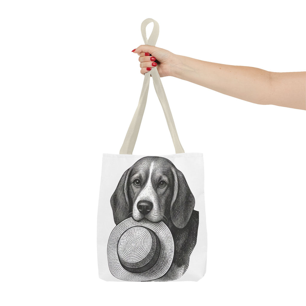 Beagle with Hat Tote Bag — Vintage Dog Illustration Canvas Tote