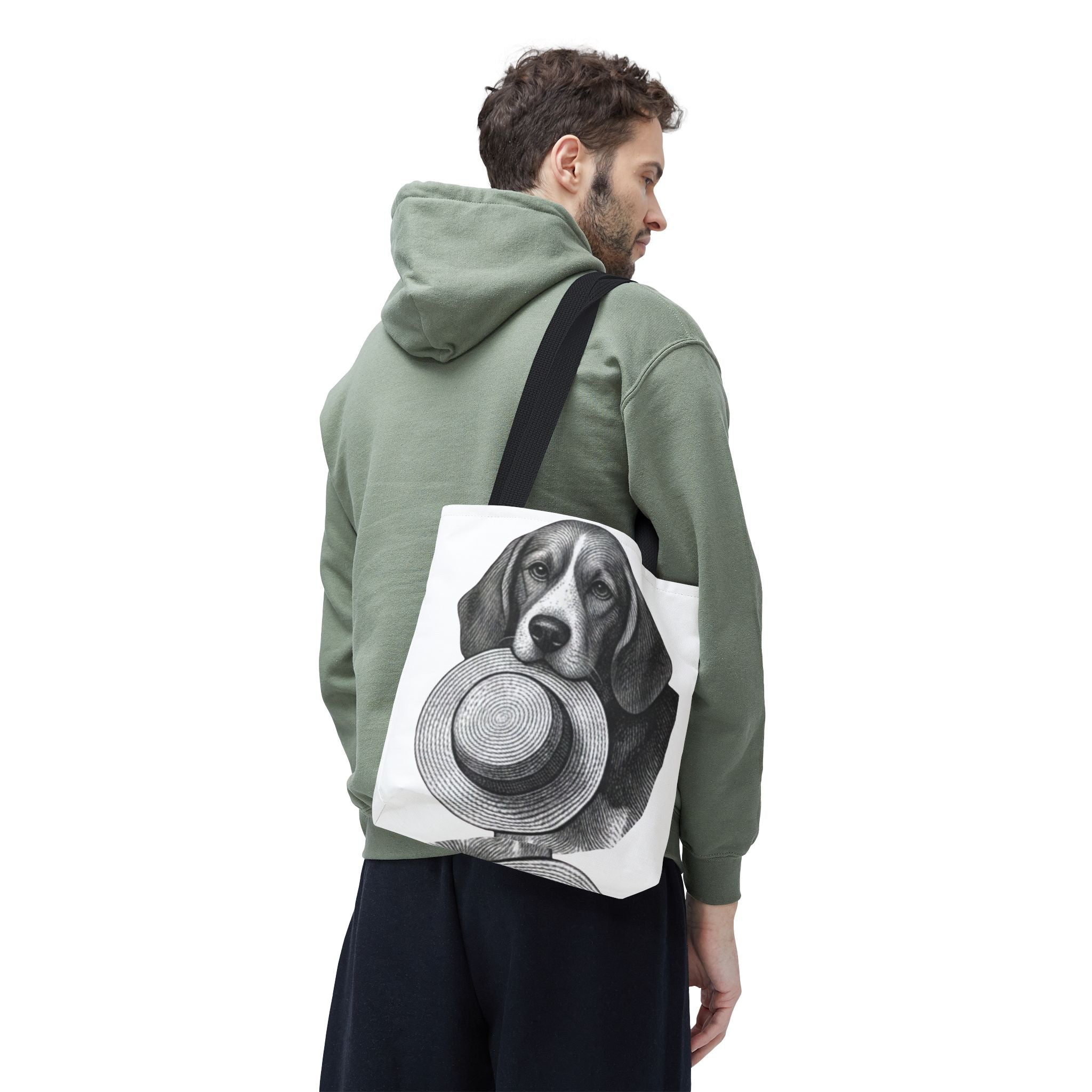Beagle with Hat Tote Bag — Vintage Dog Illustration Canvas Tote