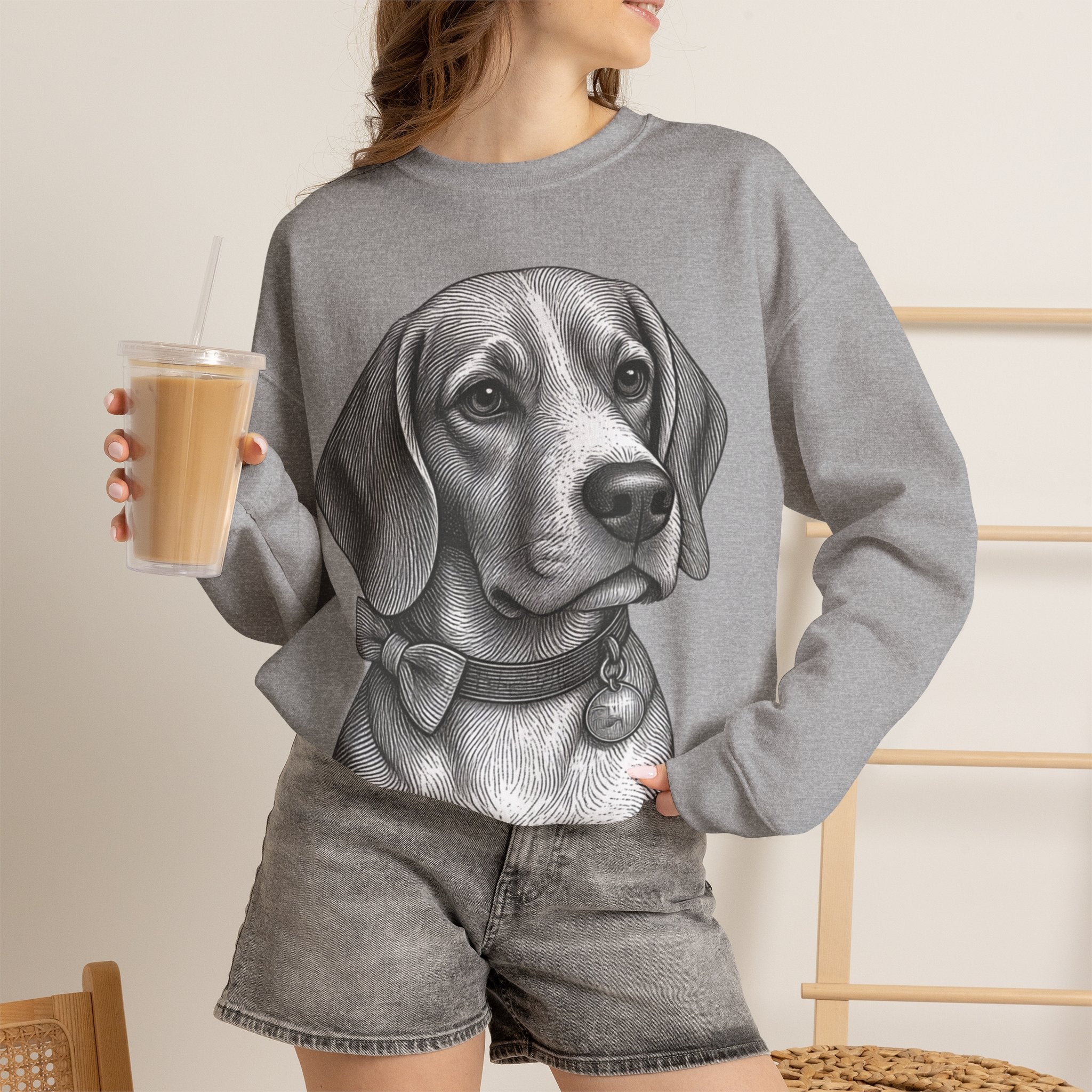 Beagle Portrait Crewneck Sweatshirt — Barry the Distinguished Bowtie Beagle