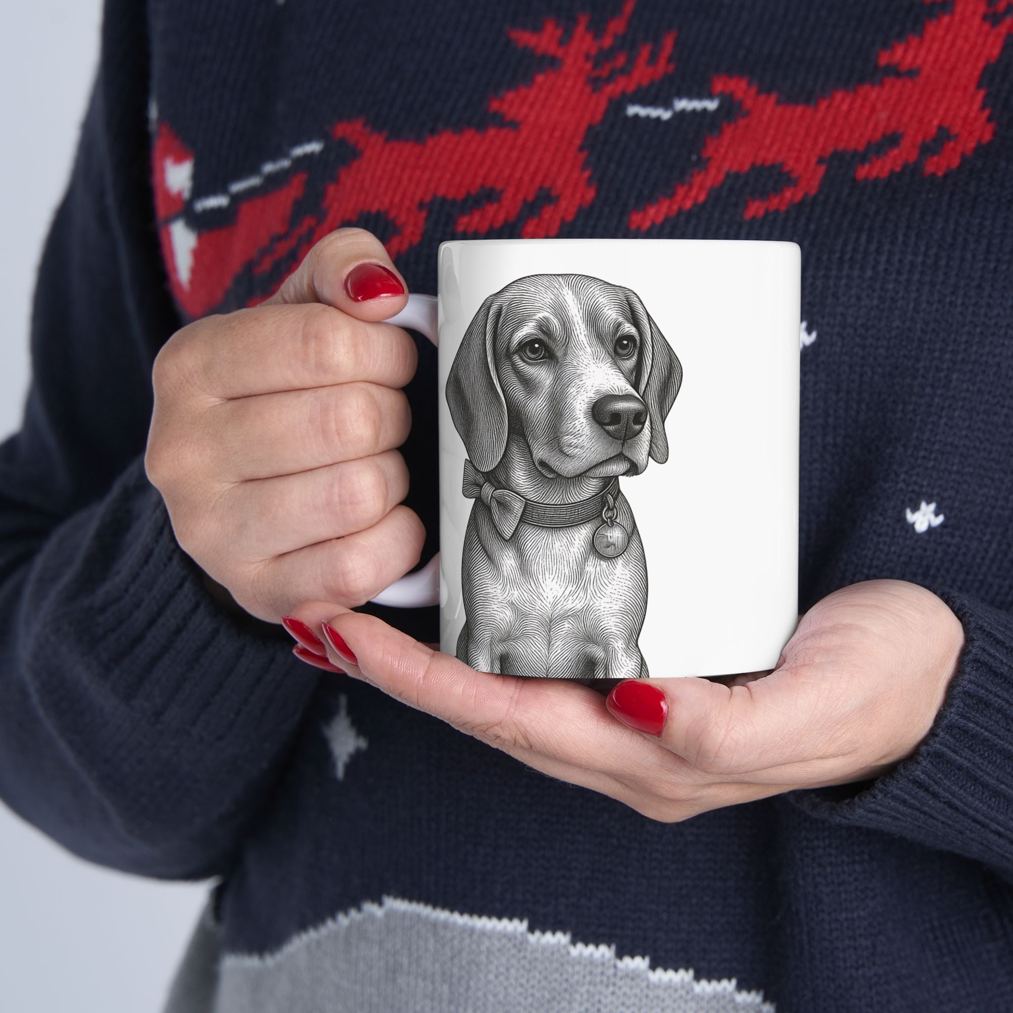 Beagle Mug — Ceramic Coffee Mug (11oz & 15oz)- Barry the Distinguished Bowtie Beagle