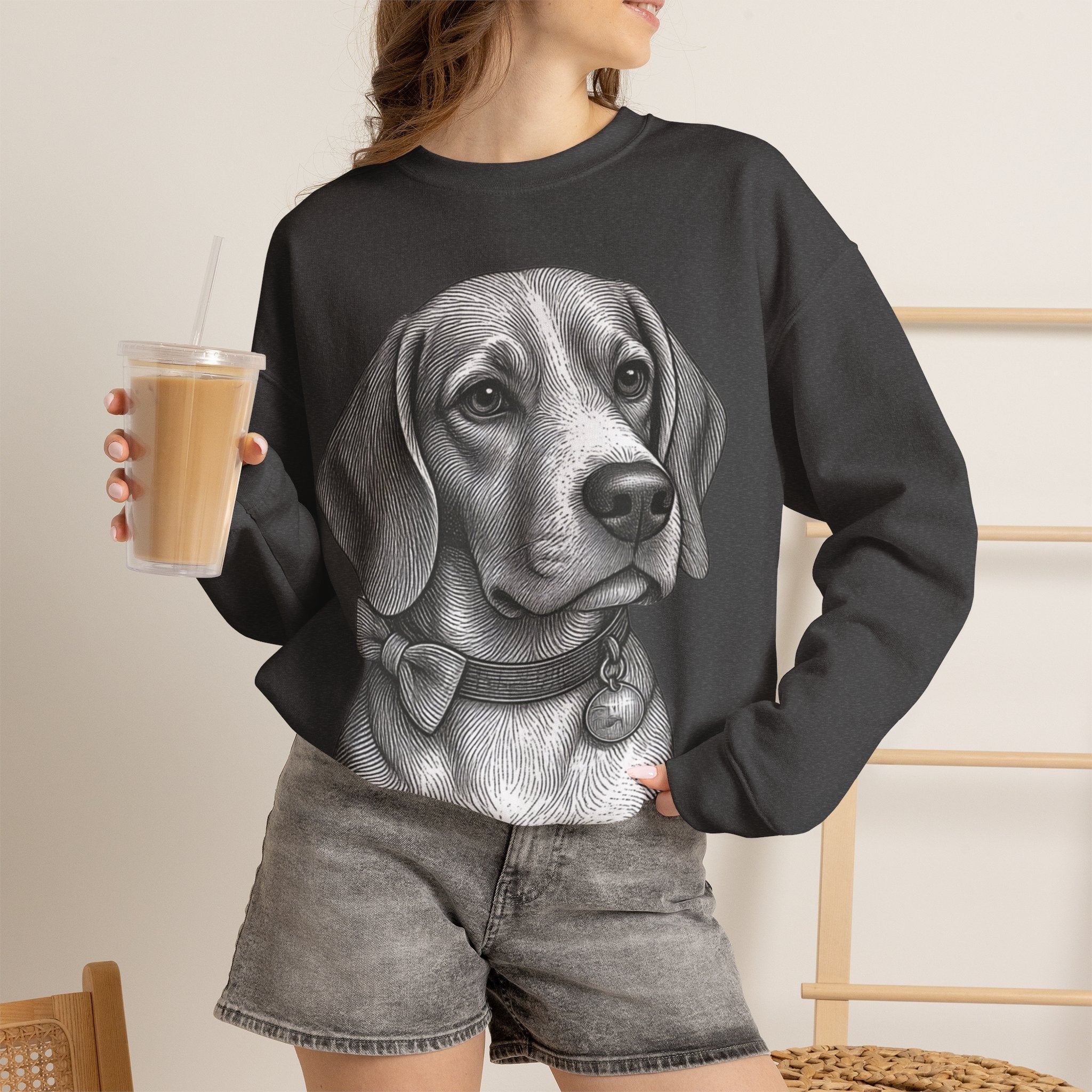 Beagle Portrait Crewneck Sweatshirt — Barry the Distinguished Bowtie Beagle