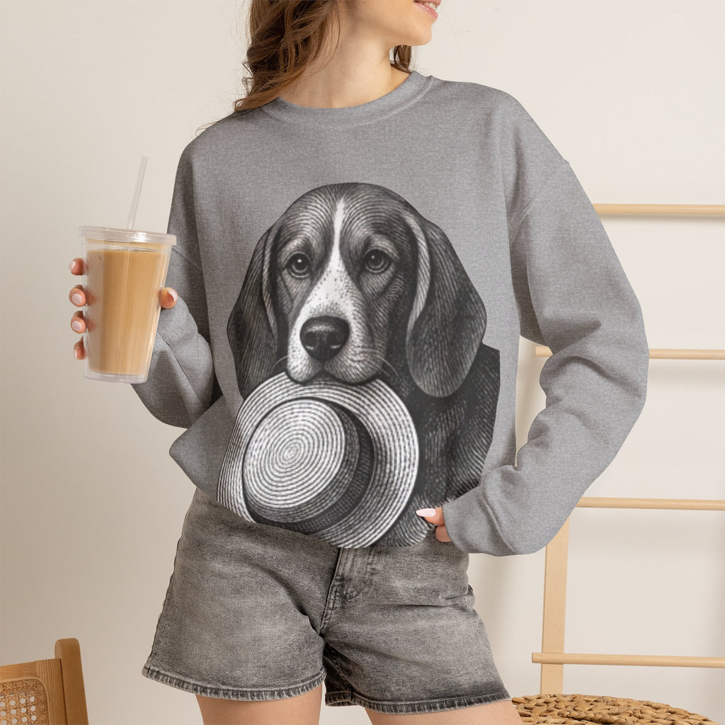 Beagle Holding Hat Crewneck Sweatshirt
