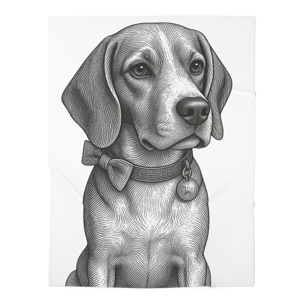 Beagle Swaddle Blanket — Monochrome Sketch Baby Wrap, Newborn Gift - Barry the Distinguished Bowtie Beagle