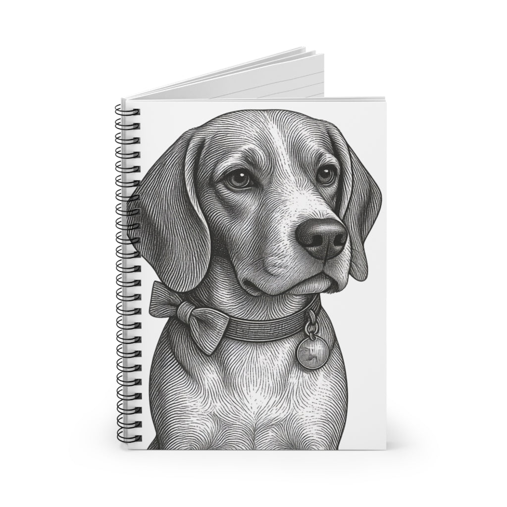 Beagle Portrait Spiral Notebook – Lined Journal for Dog Lovers- Barry the Distinguished  Bowtie Beagle