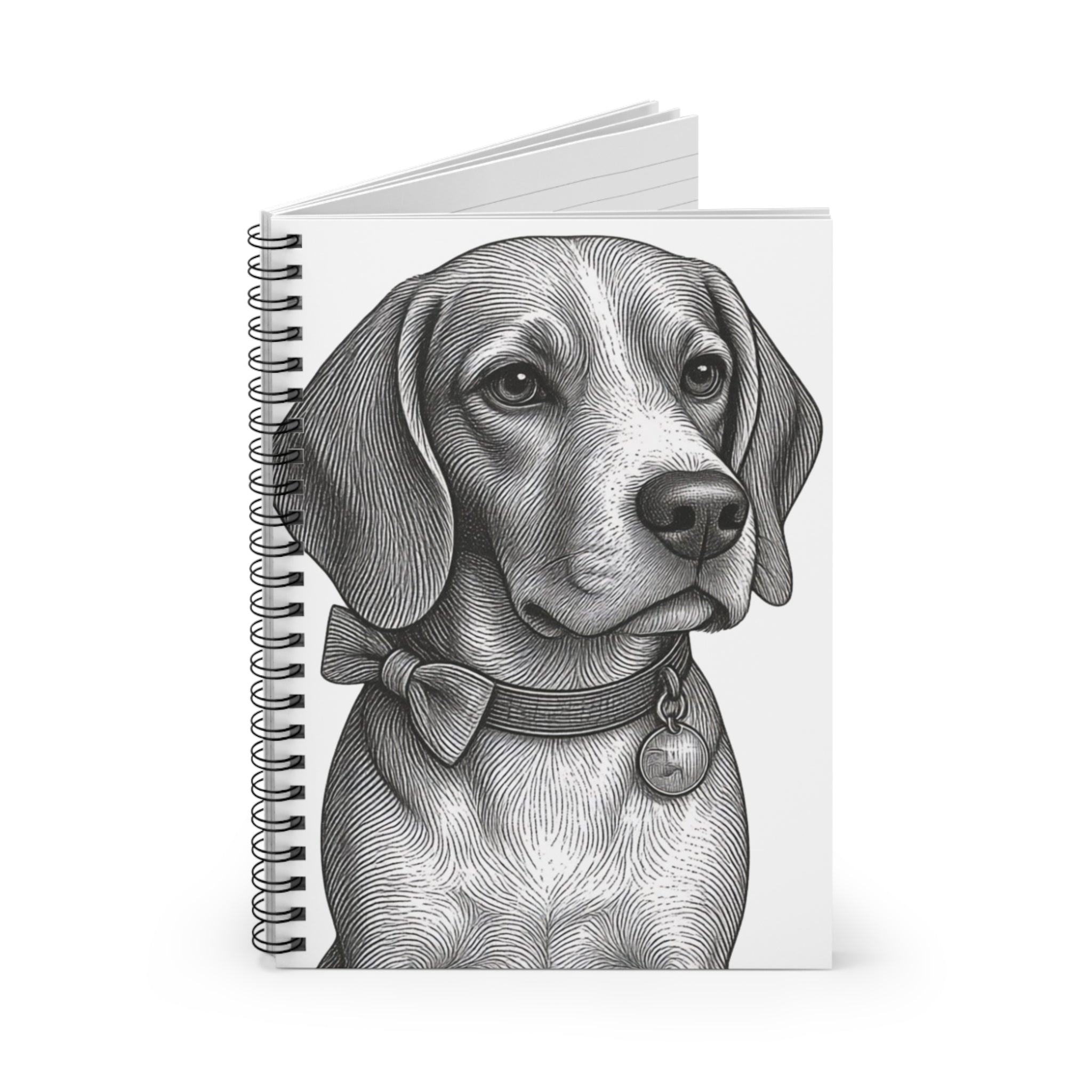 Beagle Portrait Spiral Notebook – Lined Journal for Dog Lovers- Barry the Distinguished  Bowtie Beagle