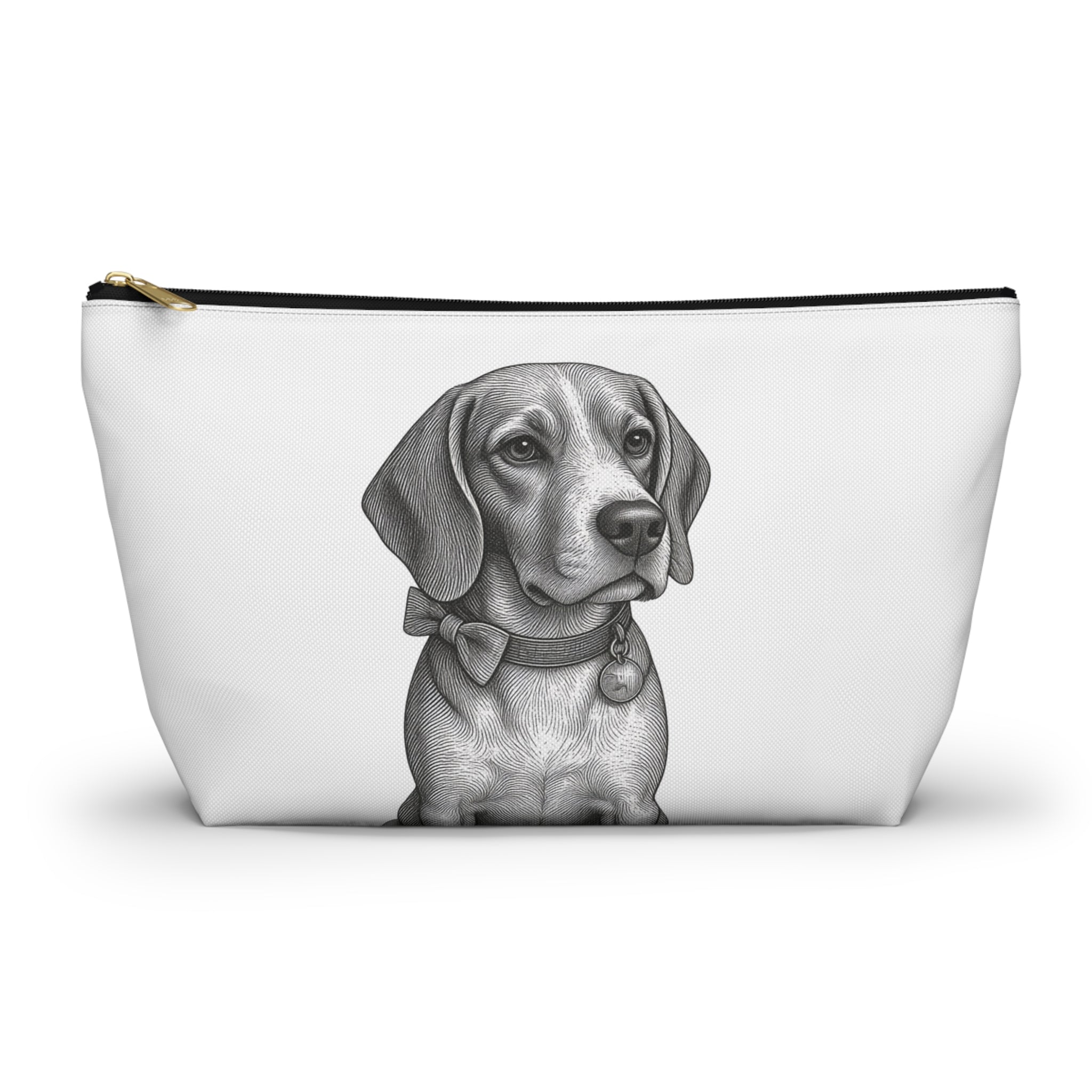 Beagle Accessory Pouch w T-bottom- Toiletry bag- Barry the Distinguished Bowtie Beagle