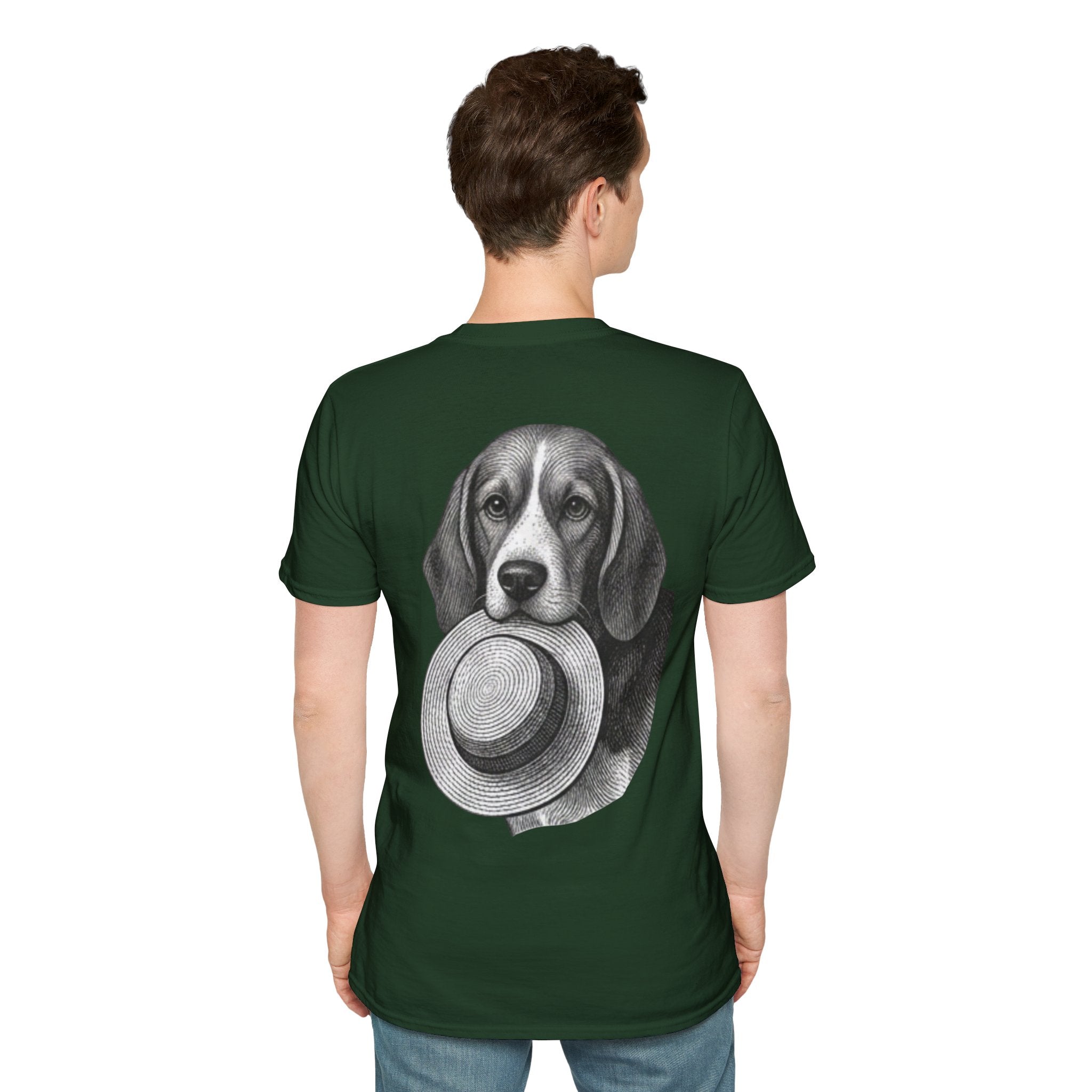 Beagle hat thief Classic Black Crewneck T‑Shirt — Minimal Everyday Tee