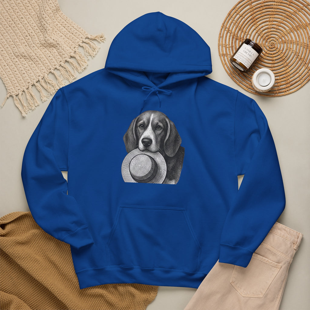 Beagle with Hat Hoodie – Cute Dog Illustration Pullover