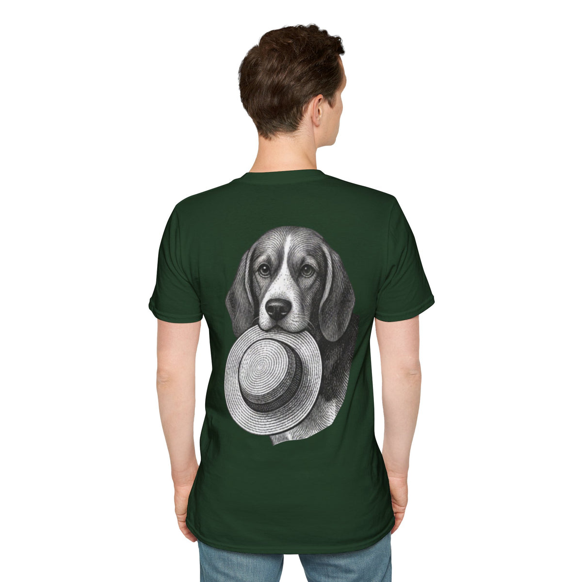 Beagle hat thief Classic Black Crewneck T‑Shirt — Minimal Everyday Tee