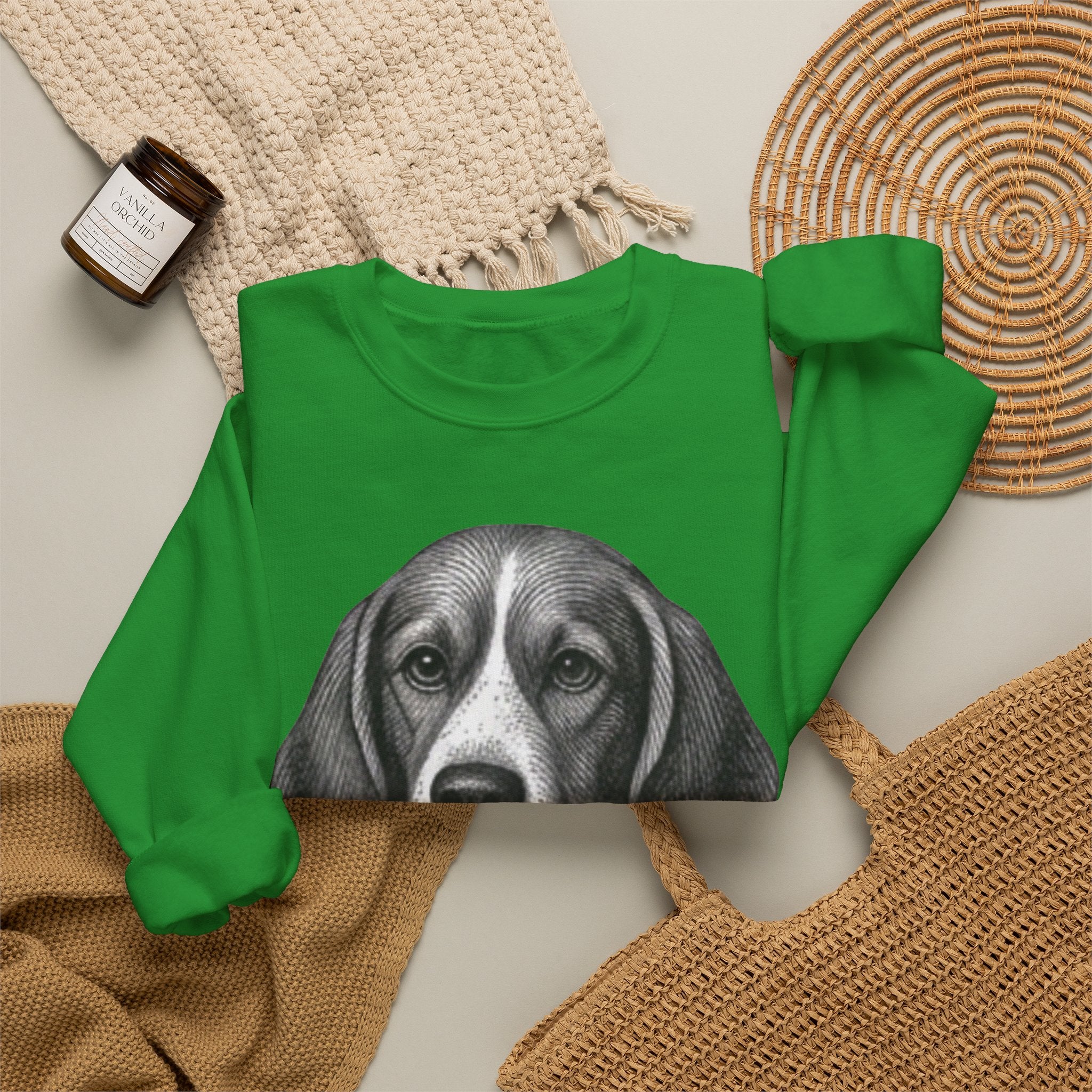 Beagle Holding Hat Crewneck Sweatshirt