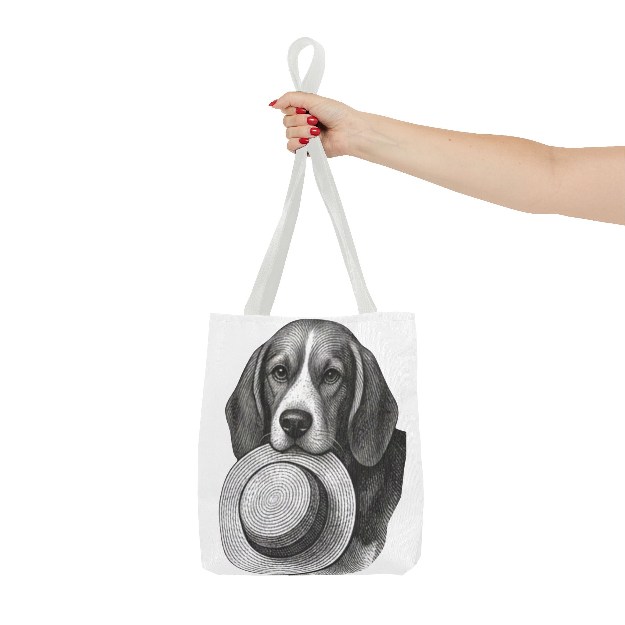 Beagle with Hat Tote Bag — Vintage Dog Illustration Canvas Tote