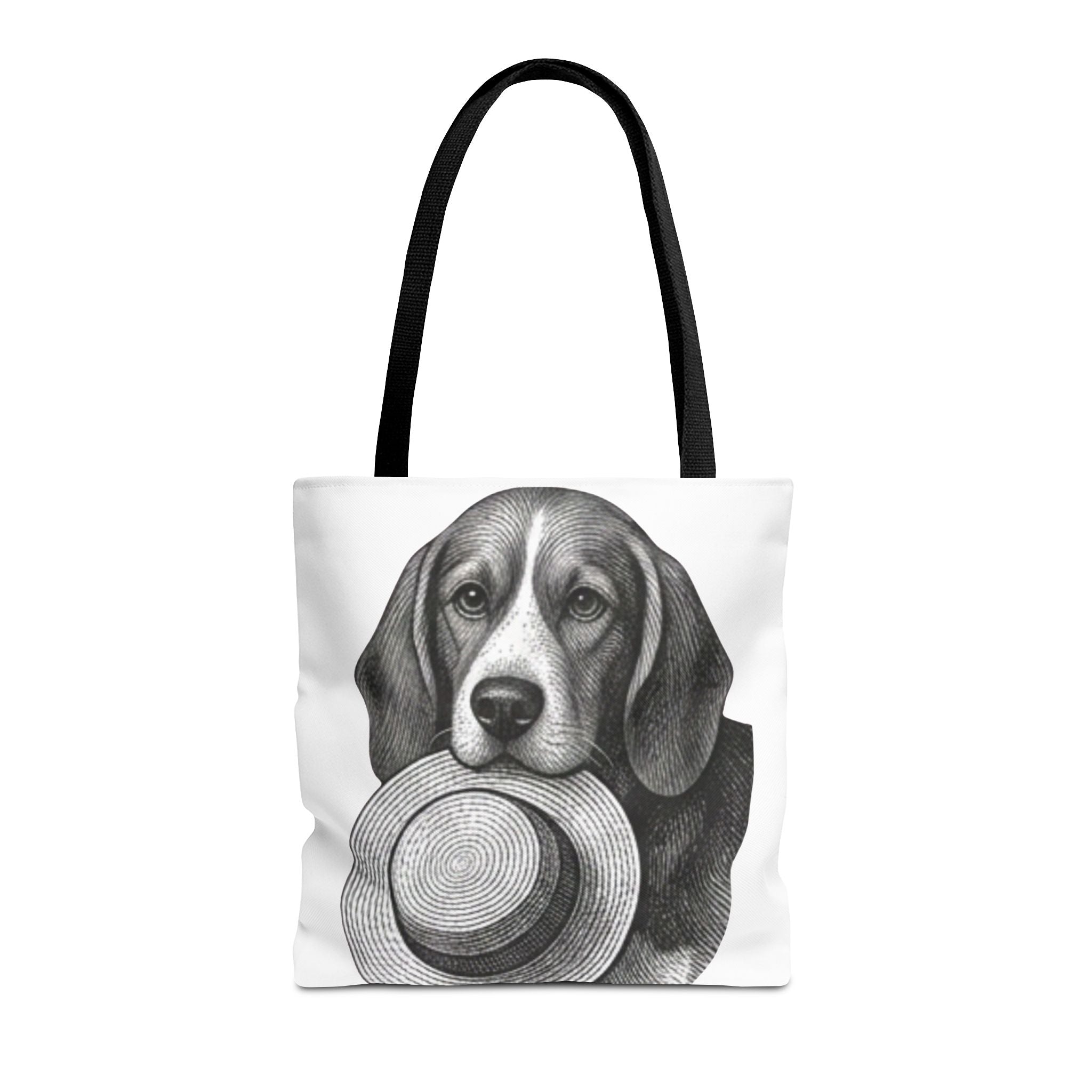 Beagle with Hat Tote Bag — Vintage Dog Illustration Canvas Tote