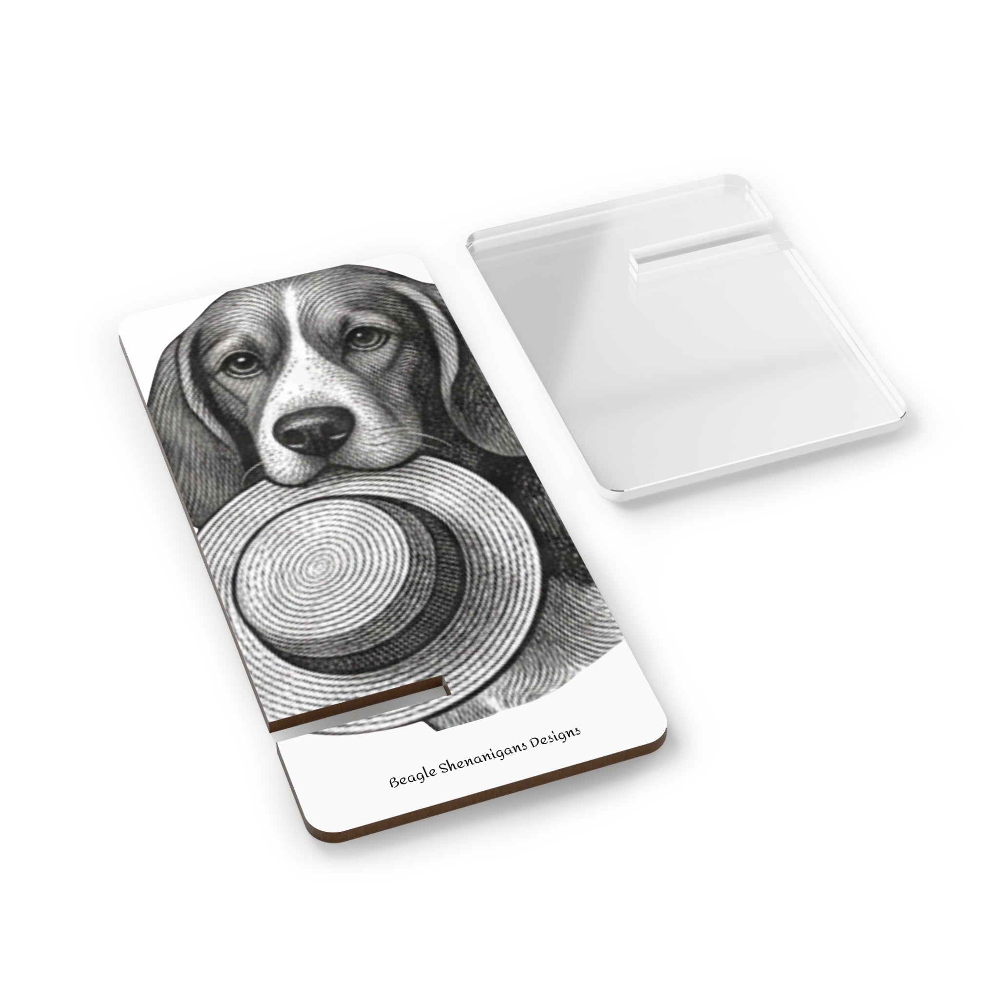 Dog With Hat Smartphone Stand – Portable Mobile Display Stand for Phones, Cute Beagle Illustration