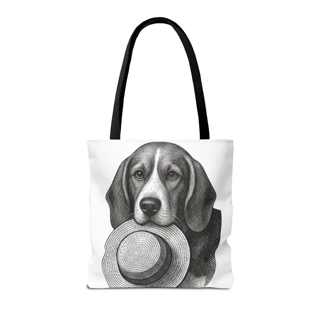 Beagle with Hat Tote Bag — Vintage Dog Illustration Canvas Tote