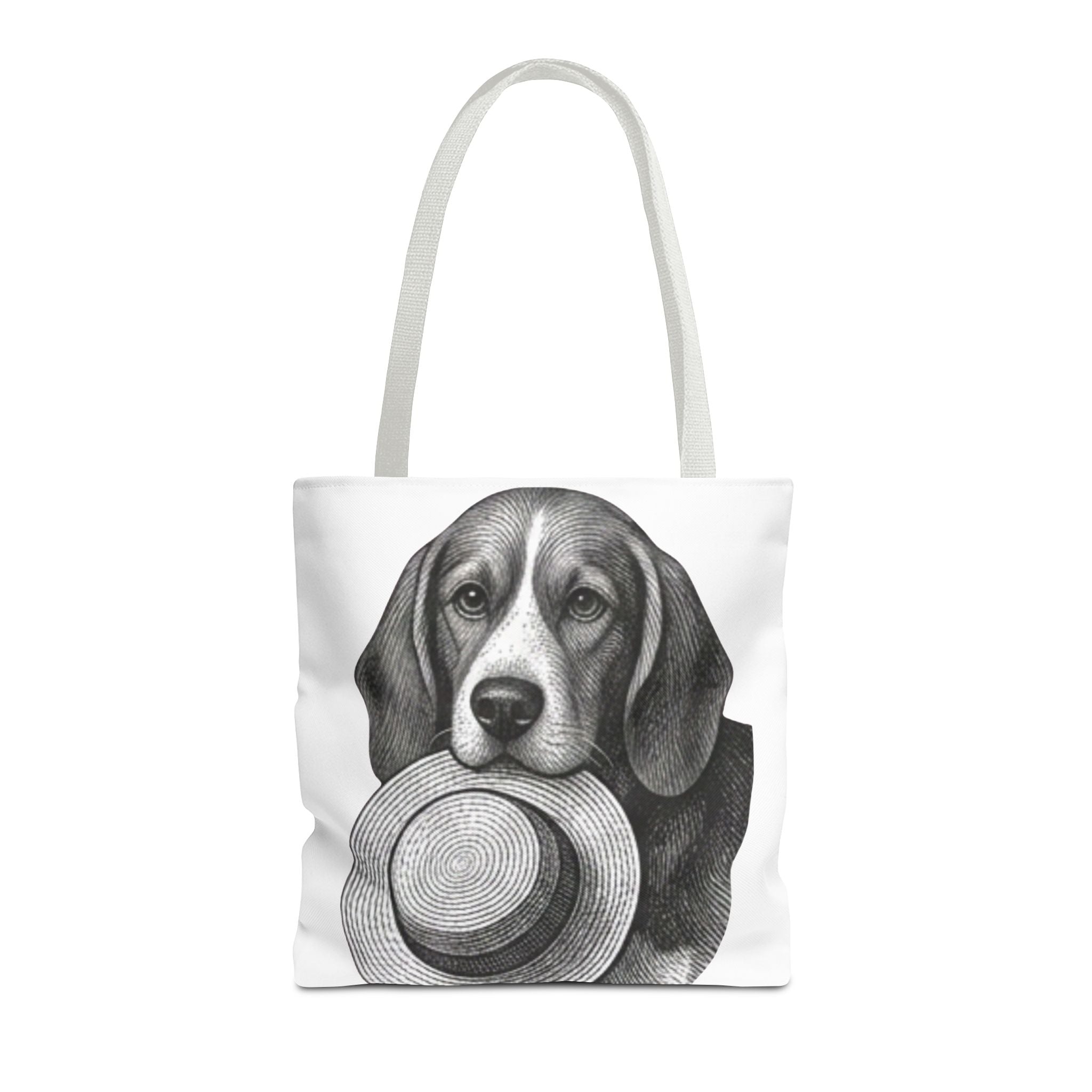 Beagle with Hat Tote Bag — Vintage Dog Illustration Canvas Tote