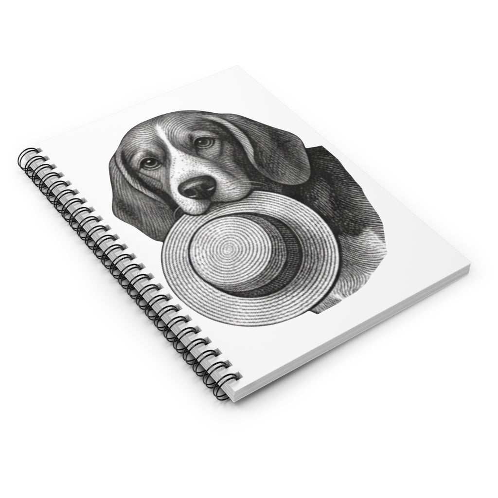 Beagle With Straw Hat Spiral Notebook — Ruled Journal for Dog Lovers