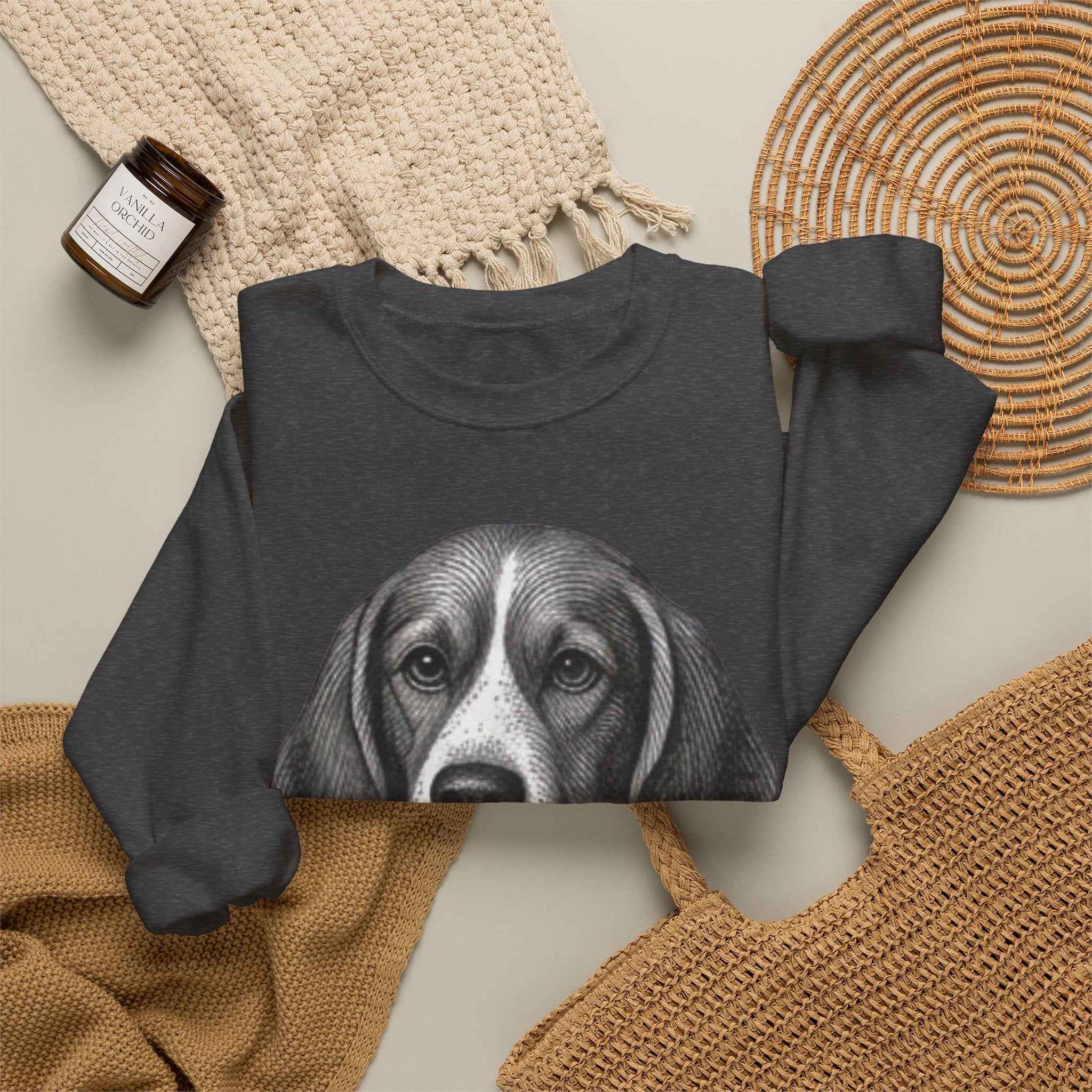 Beagle Holding Hat Crewneck Sweatshirt