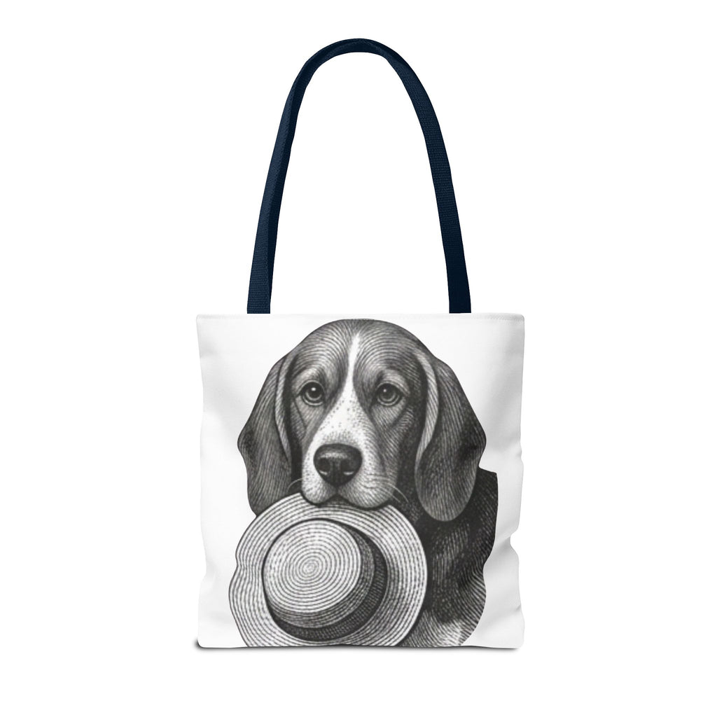 Beagle with Hat Tote Bag — Vintage Dog Illustration Canvas Tote