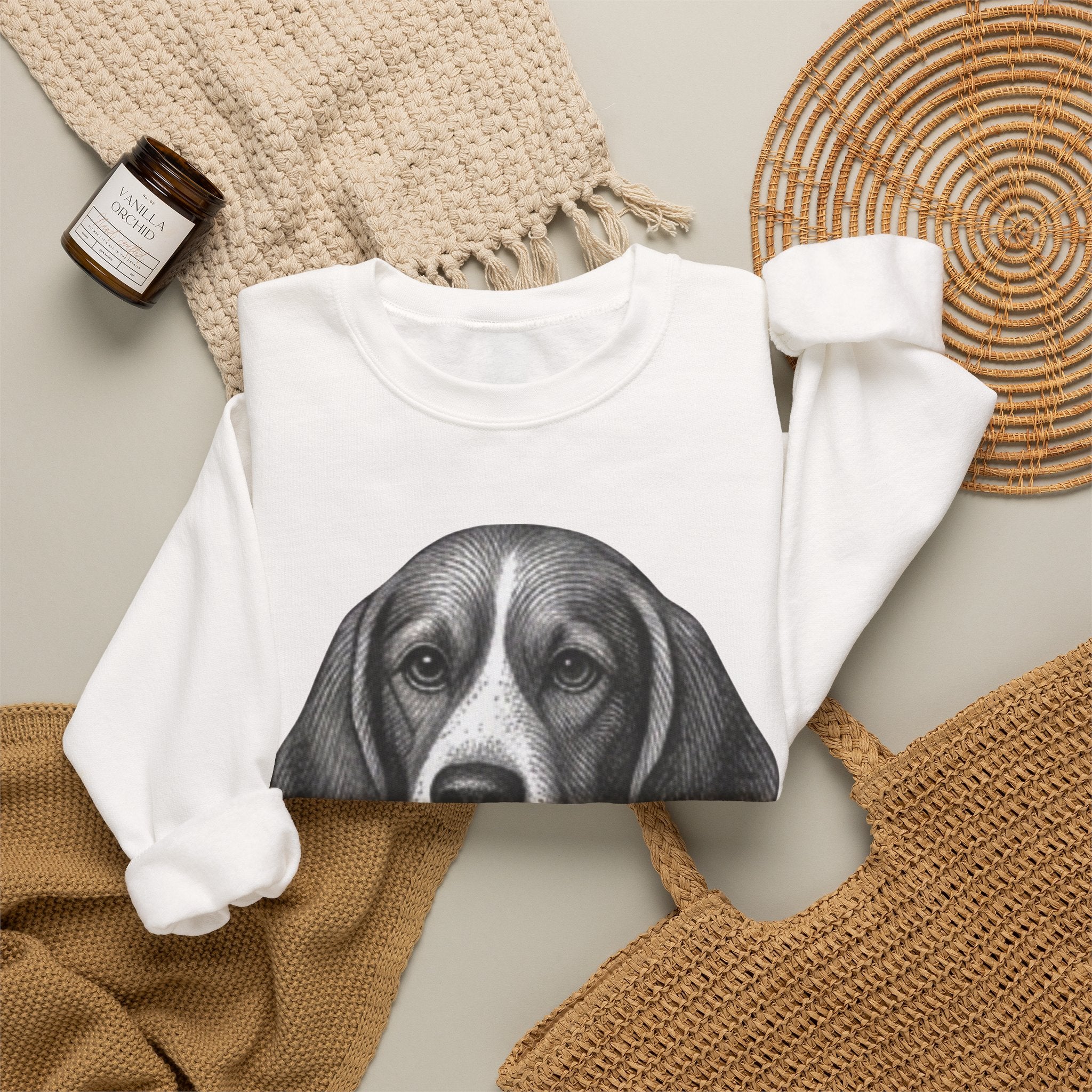 Beagle Holding Hat Crewneck Sweatshirt
