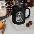 Beagle with Straw Hat Black Mug — Cute Dog Coffee Tea Cup (11oz/15oz)