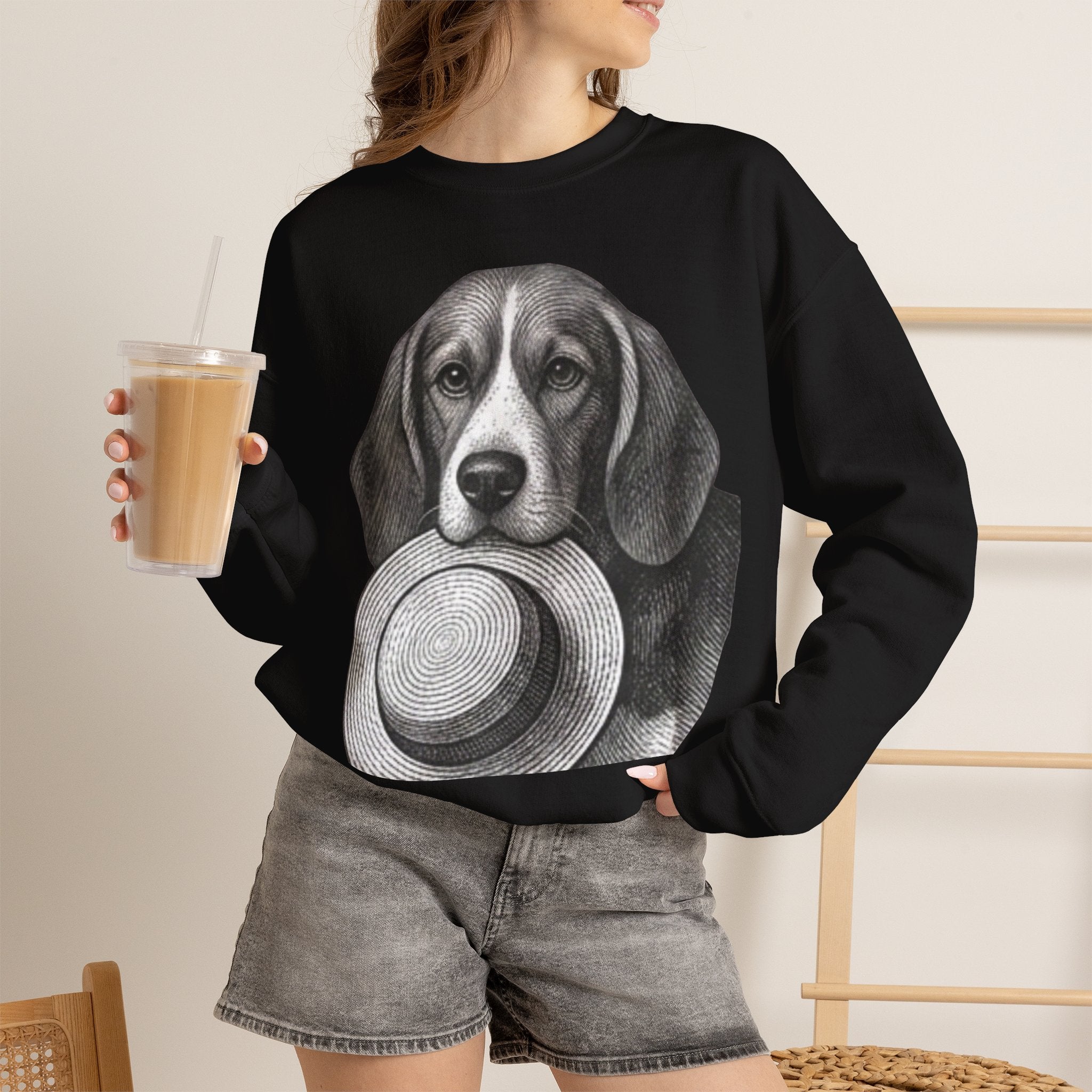 Beagle Holding Hat Crewneck Sweatshirt