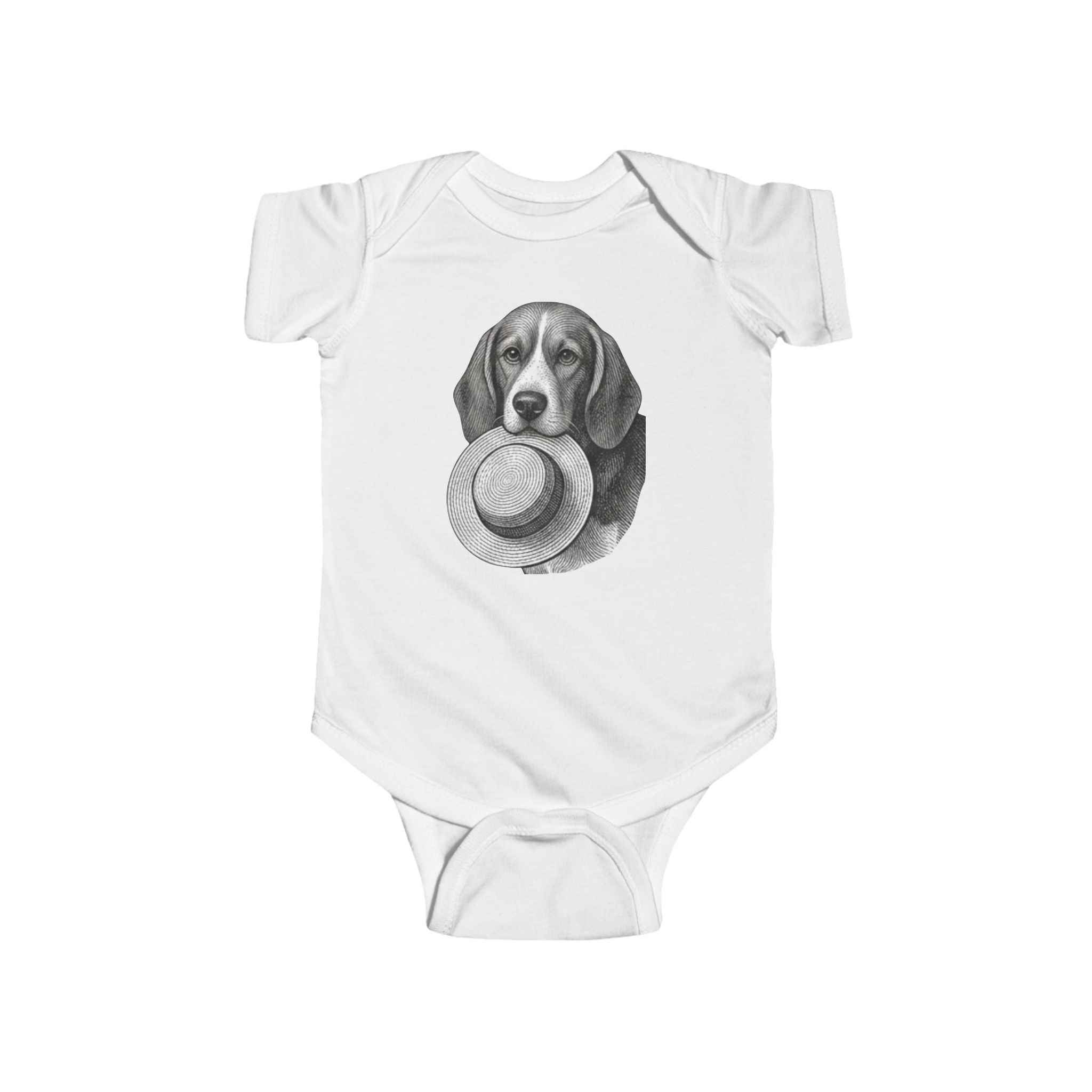Beagle Baby Bodysuit — Fergus the Hat Thief