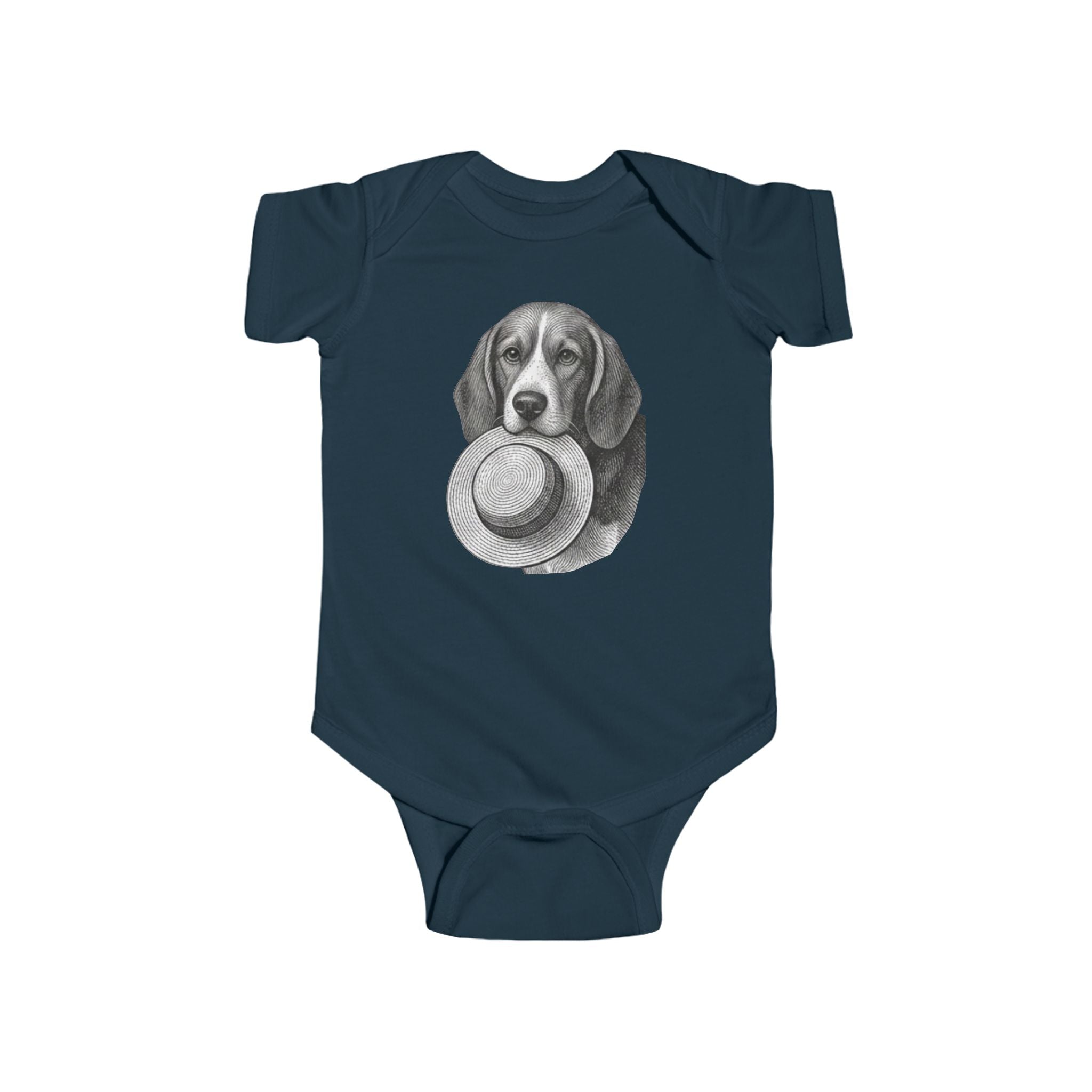 Beagle Baby Bodysuit — Fergus the Hat Thief