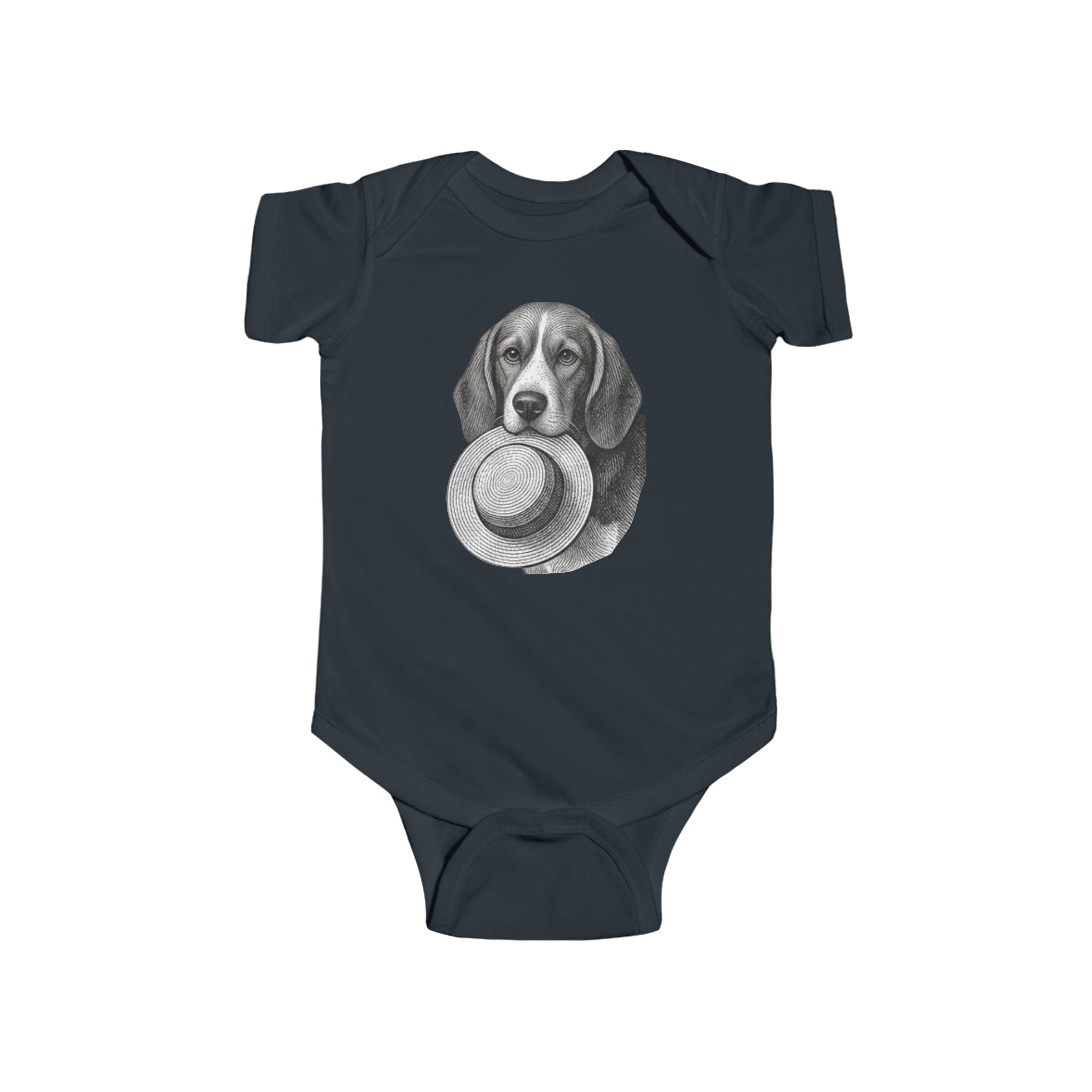 Beagle Baby Bodysuit — Fergus the Hat Thief