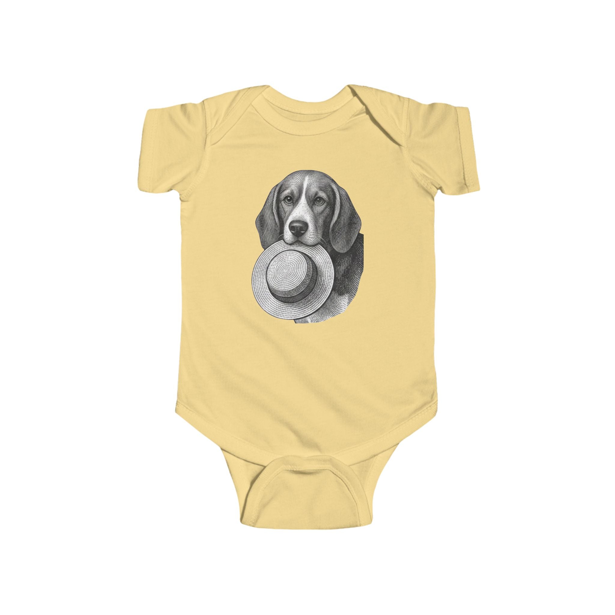 Beagle Baby Bodysuit — Fergus the Hat Thief