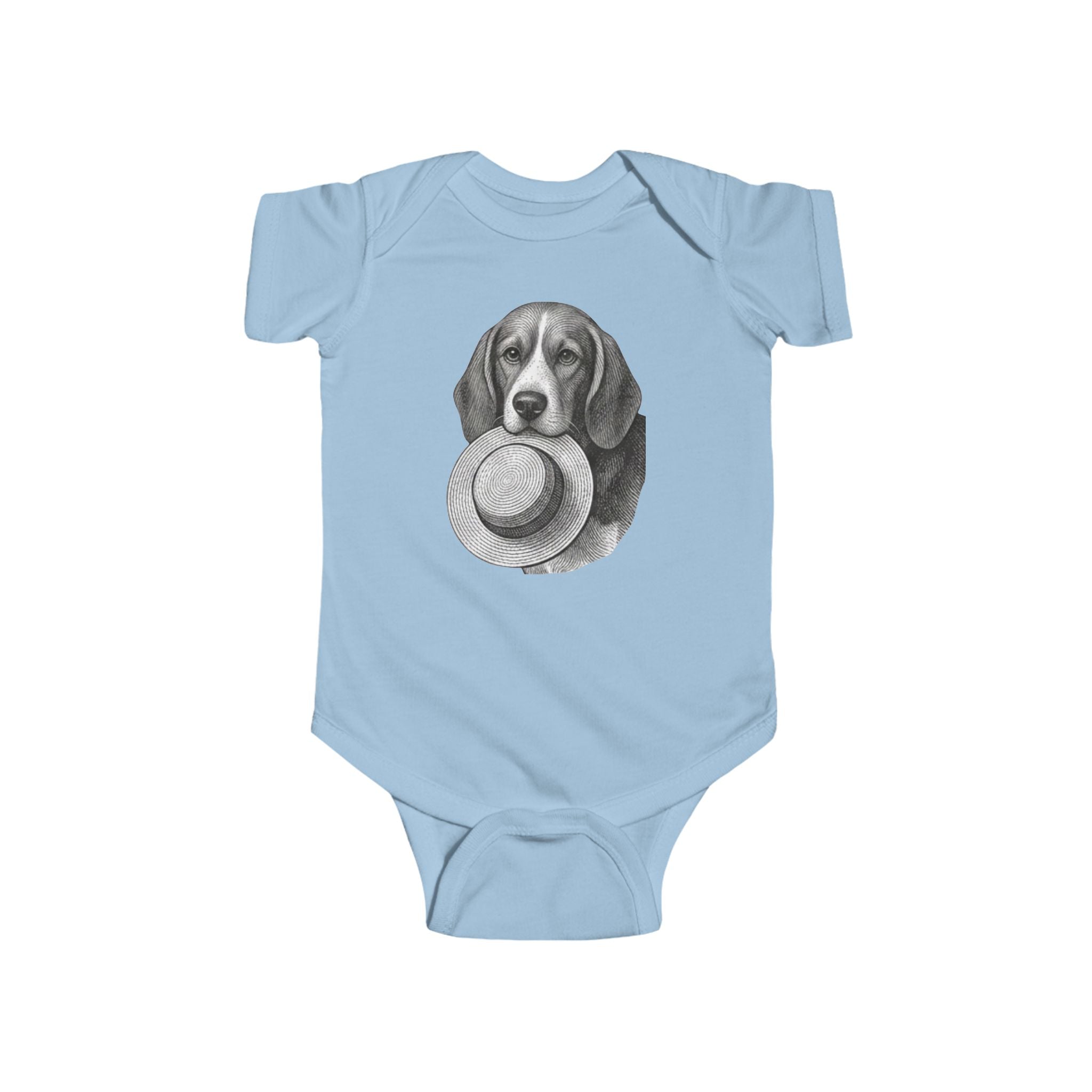 Beagle Baby Bodysuit — Fergus the Hat Thief