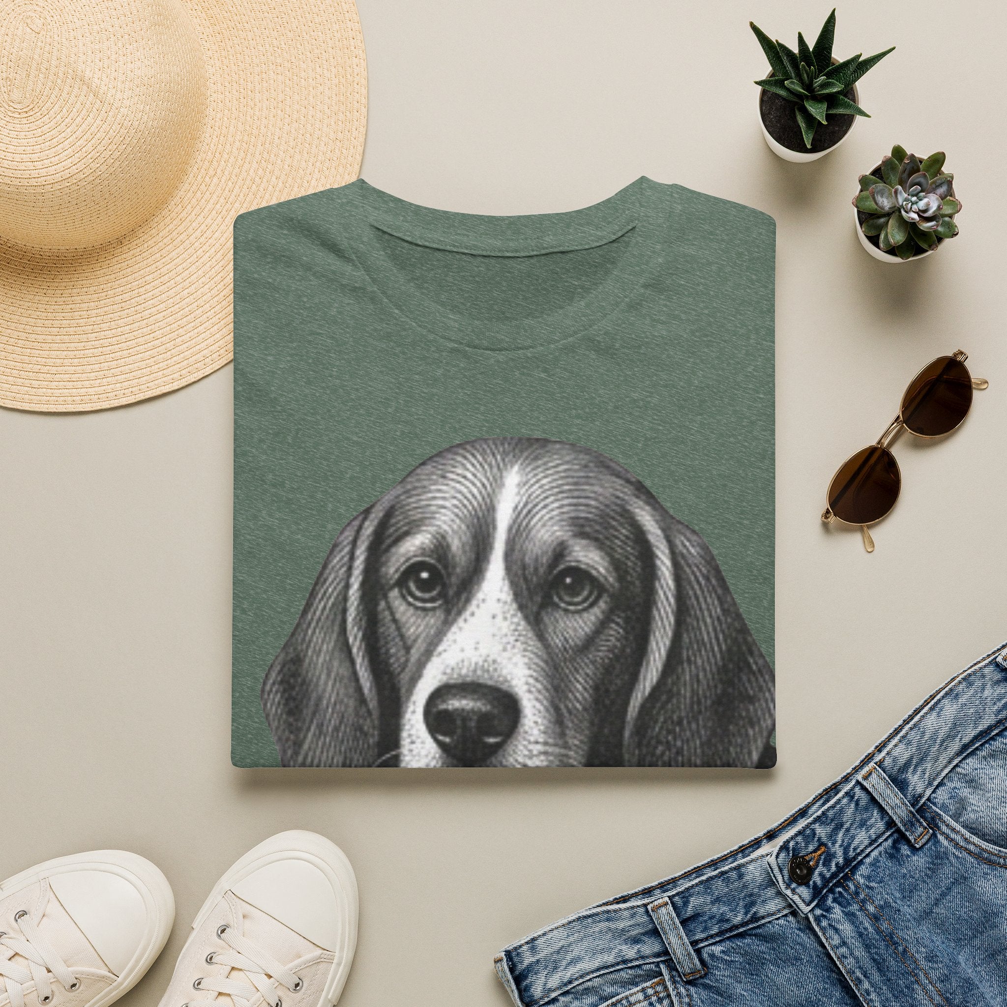 Beagle Portrait T-Shirt — Realistic Dog Face Tee for Dog Lovers