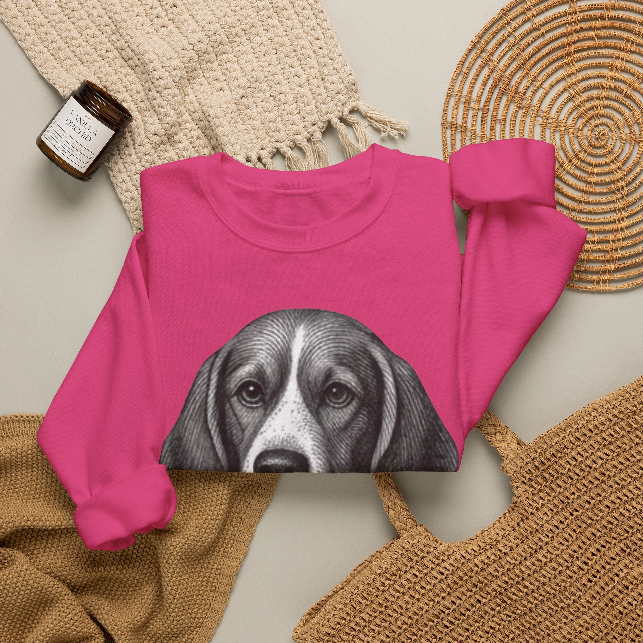 Beagle Holding Hat Crewneck Sweatshirt