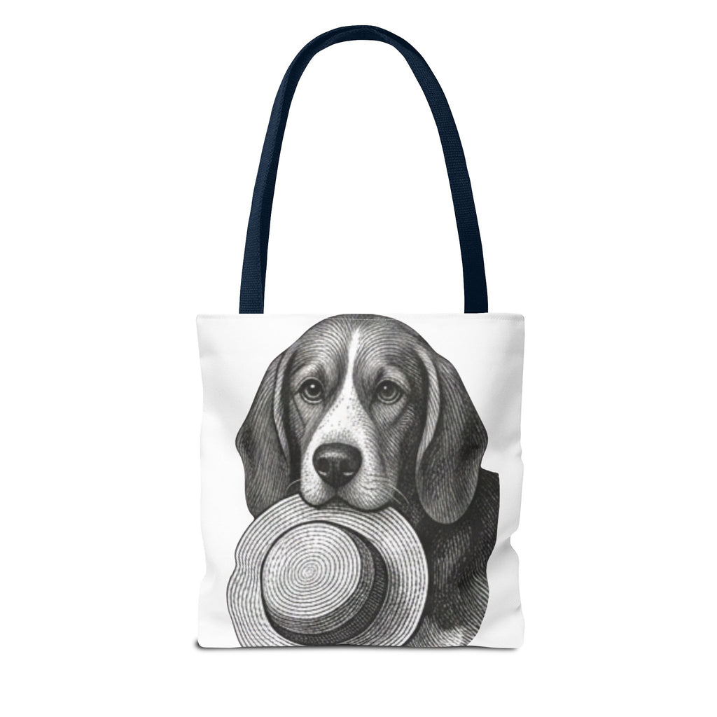 Beagle with Hat Tote Bag — Vintage Dog Illustration Canvas Tote