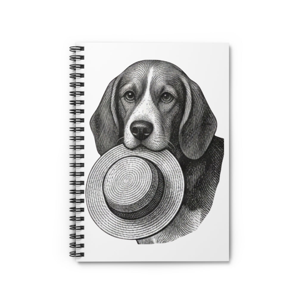 Beagle With Straw Hat Spiral Notebook — Ruled Journal for Dog Lovers